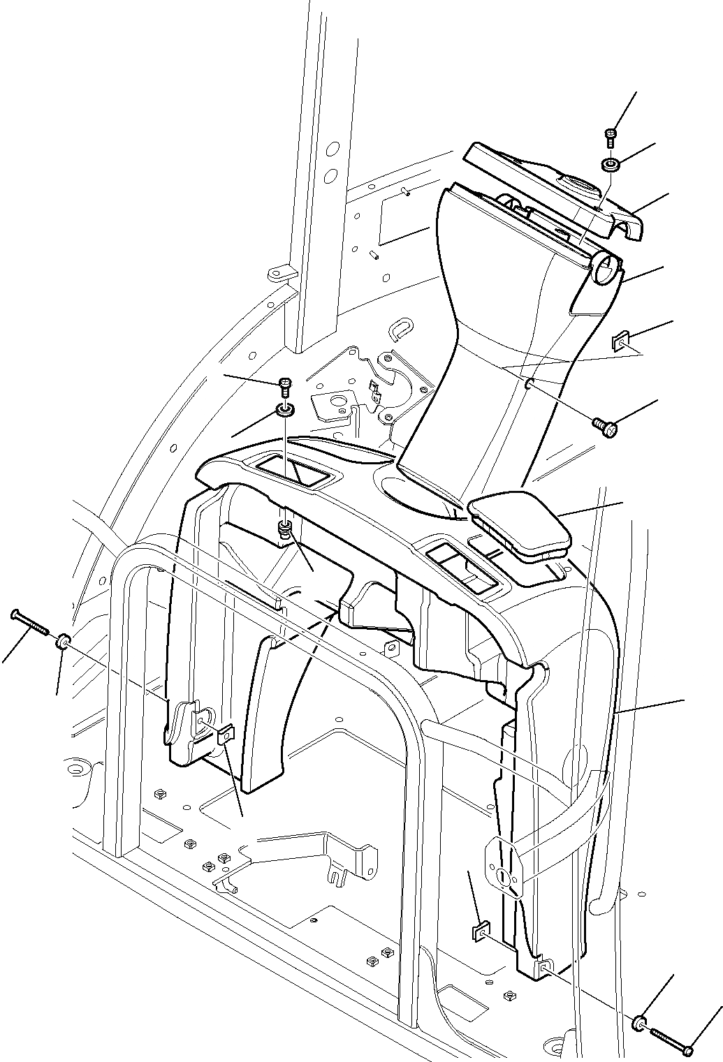 Схема запчастей Komatsu WB91R-5E0 - КАБИНА (/) ЧАСТИ КОРПУСА И КАБИНА