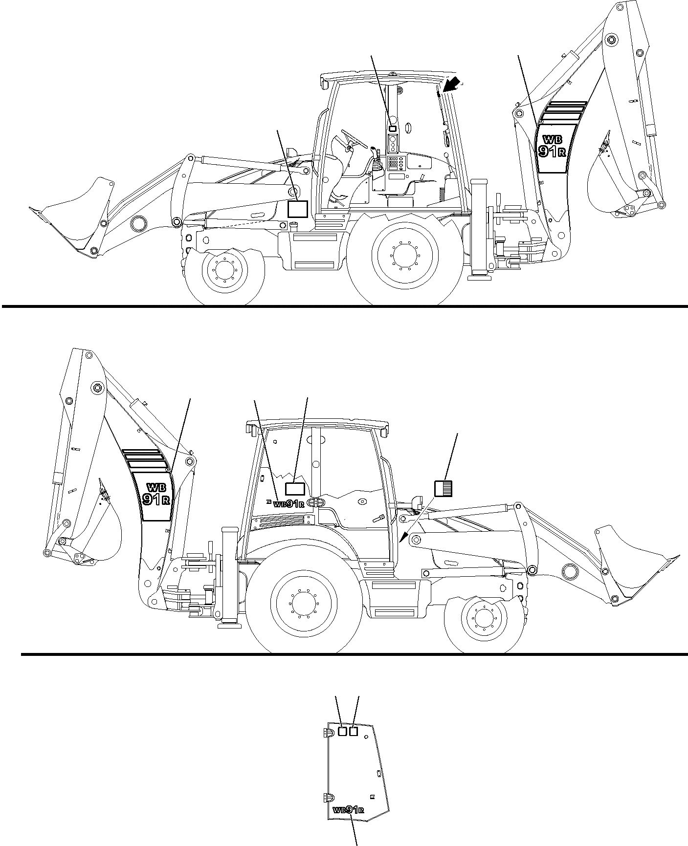 Схема запчастей Komatsu WB91R-5E0 - МАРКИРОВКА (WD) (/) МАРКИРОВКА