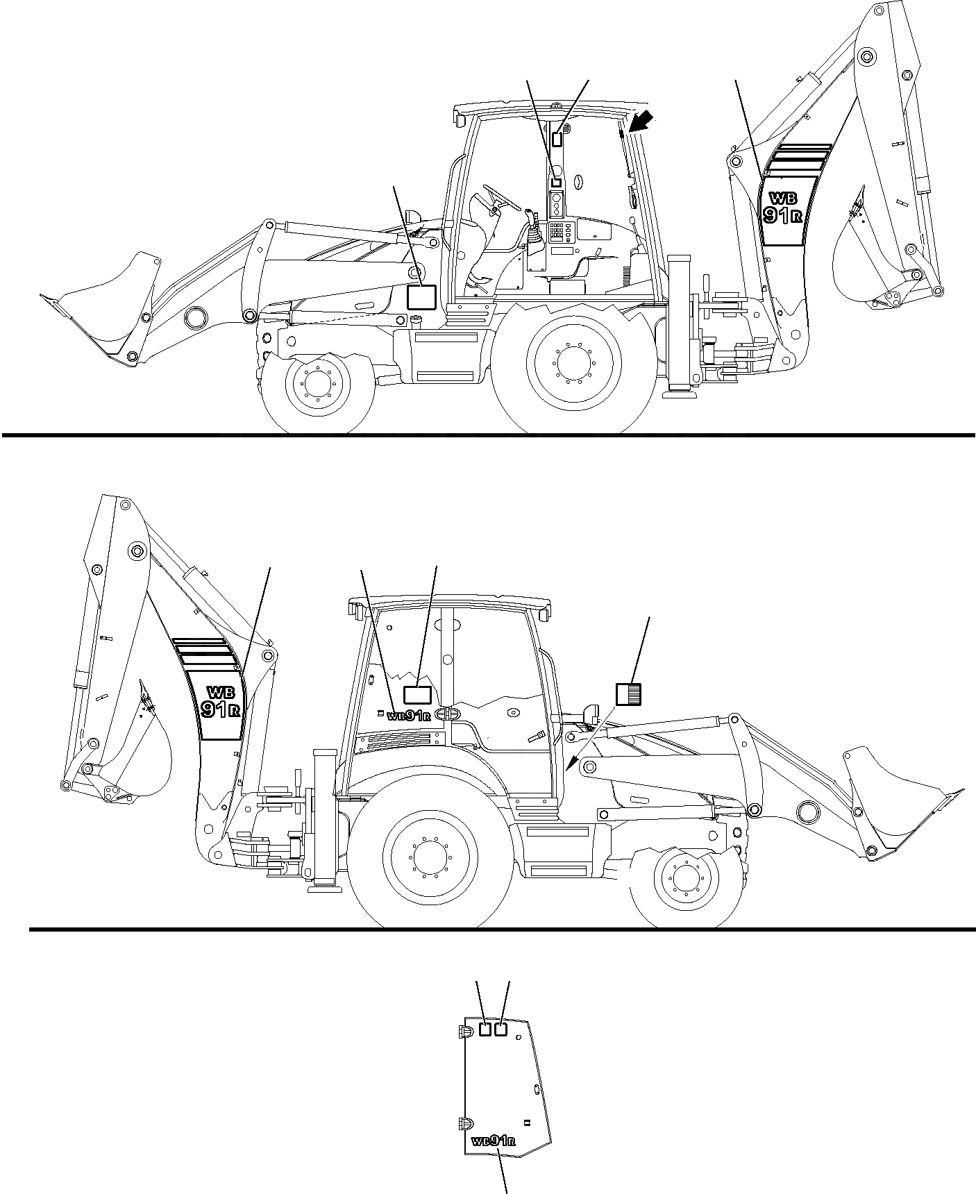 Схема запчастей Komatsu WB91R-5E0 - МАРКИРОВКА (WD) (/) МАРКИРОВКА