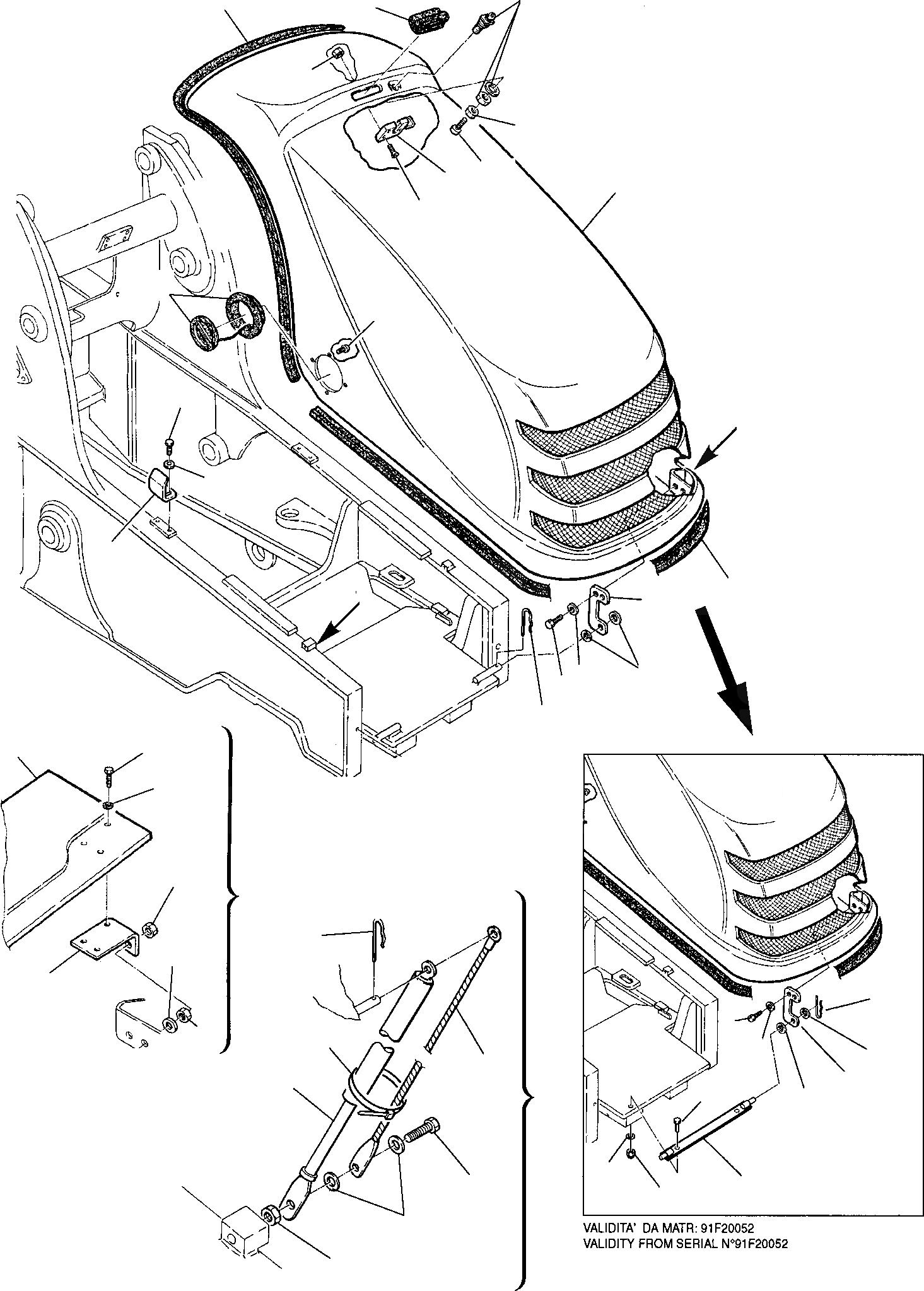 Схема запчастей Komatsu WB91R-2 - КРЫШКИ (/) ЧАСТИ КОРПУСА И КАБИНА