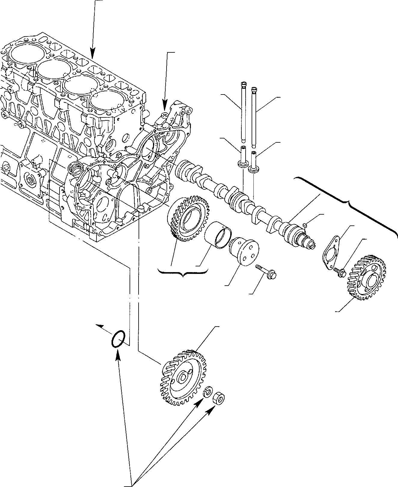 Схема запчастей Komatsu WB91R-2 - РАСПРЕДВАЛ И ВЕДУЩИЙ МЕХАНИЗМ ДВИГАТЕЛЬ