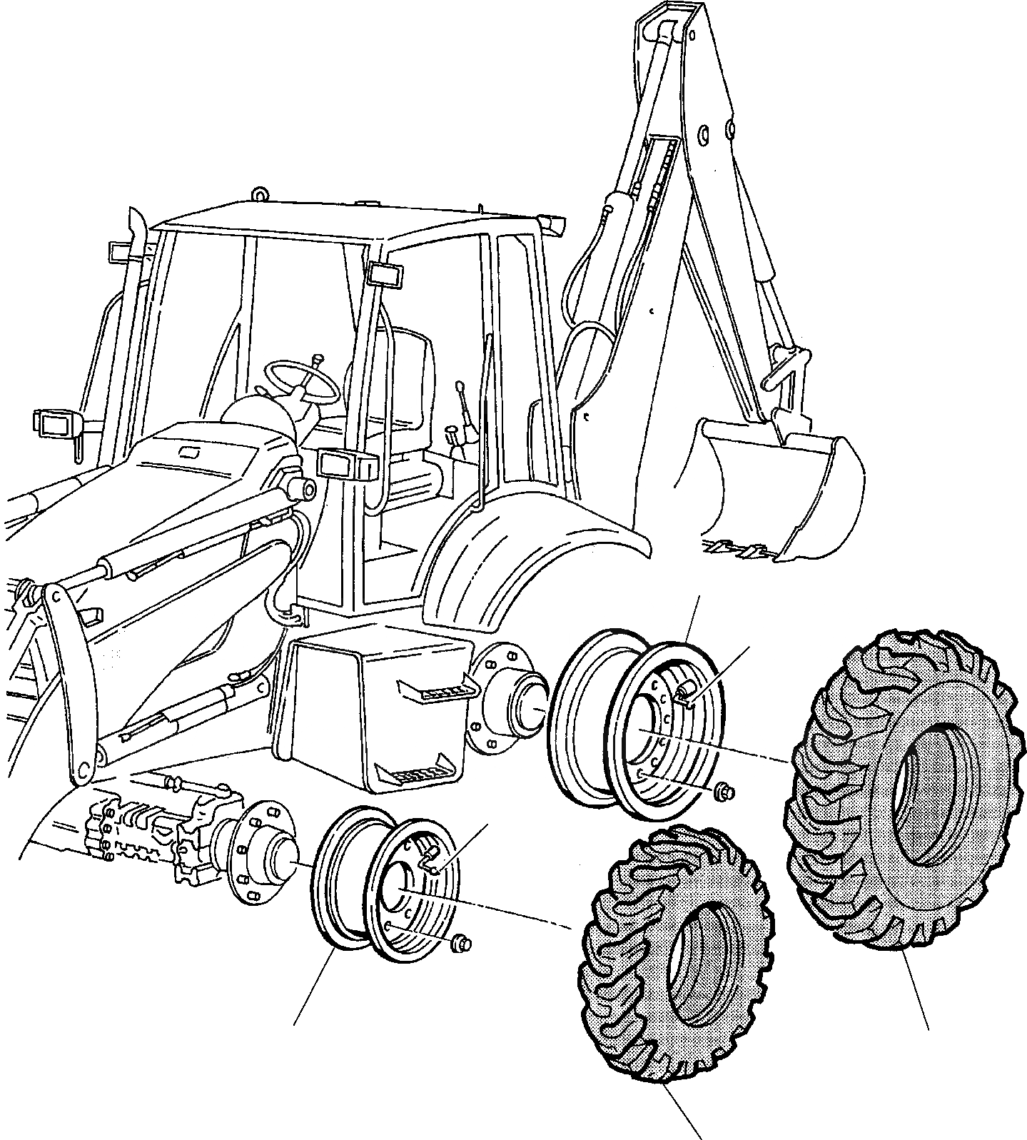 Схема запчастей Komatsu WB91R-2 - КОЛЕСА РАМА