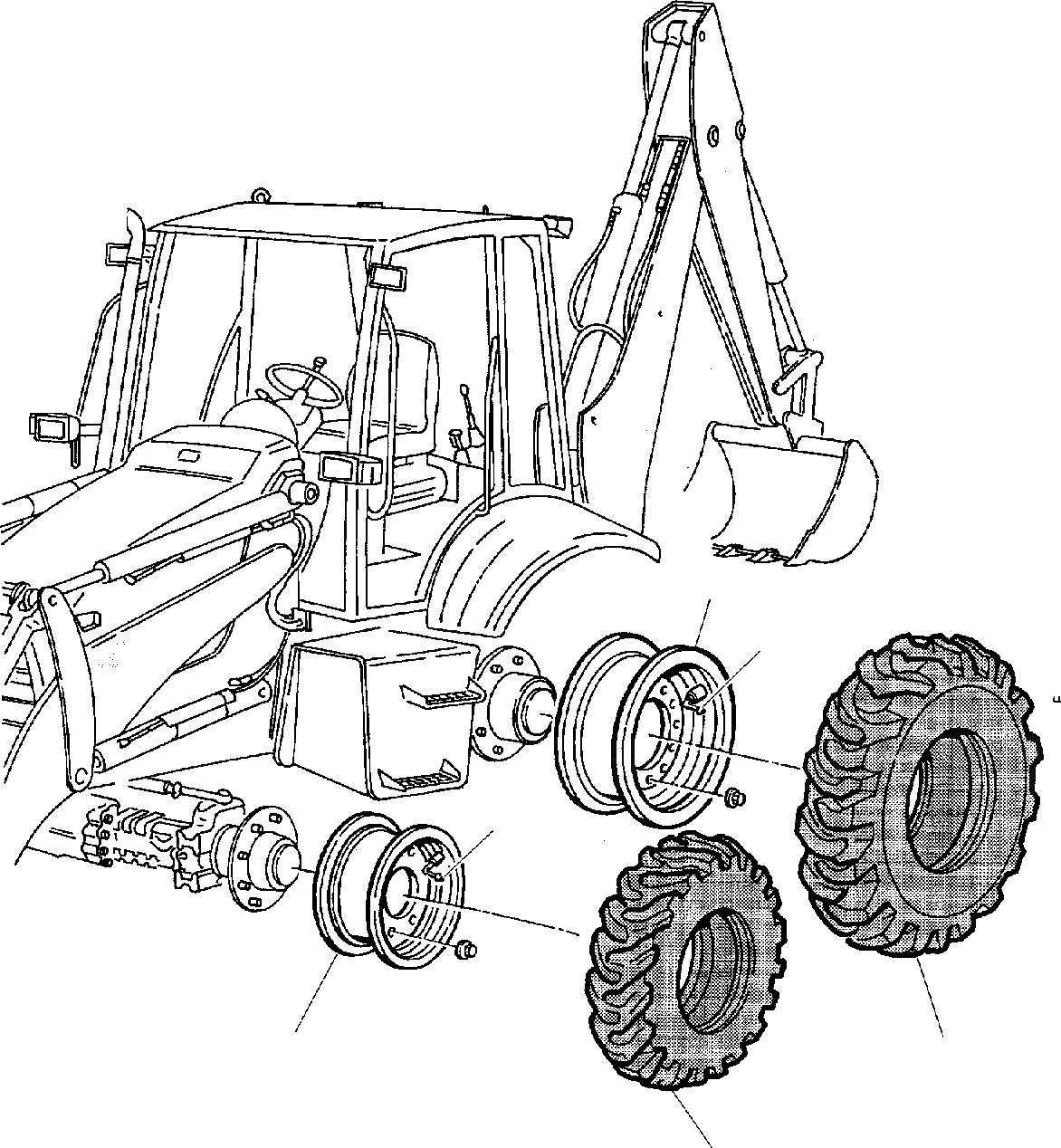 Схема запчастей Komatsu WB91R-2 - КОЛЕСА РАМА