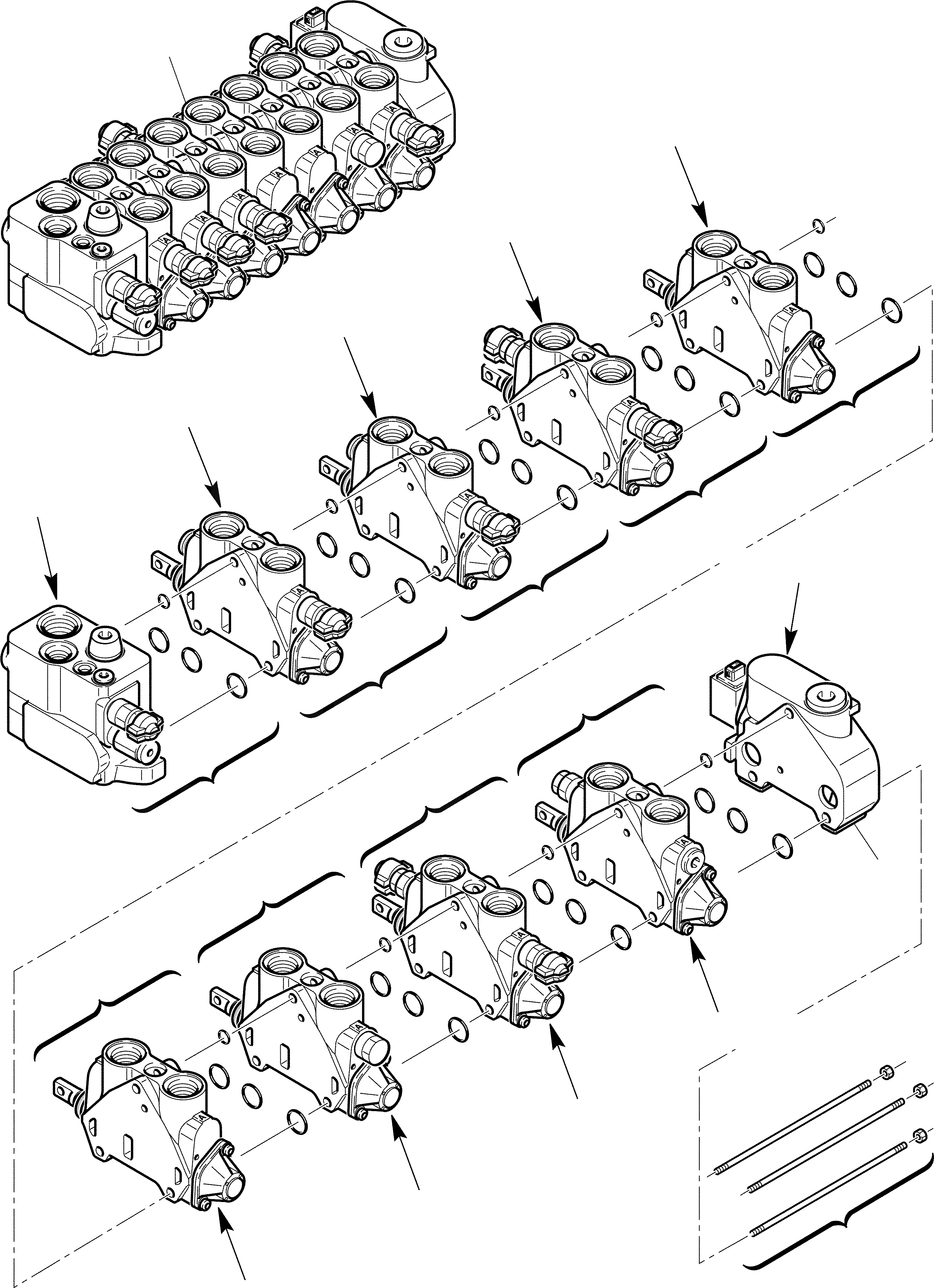 Схема запчастей Komatsu WB91R-2 - BACHKOE УПРАВЛЯЮЩ. КЛАПАН (8 SECTION)(ФИКСИР. РУКОЯТЬ+МОЛОТ) ГИДРАВЛИКА РАБОЧЕЕ ОБОРУДОВАНИЕ