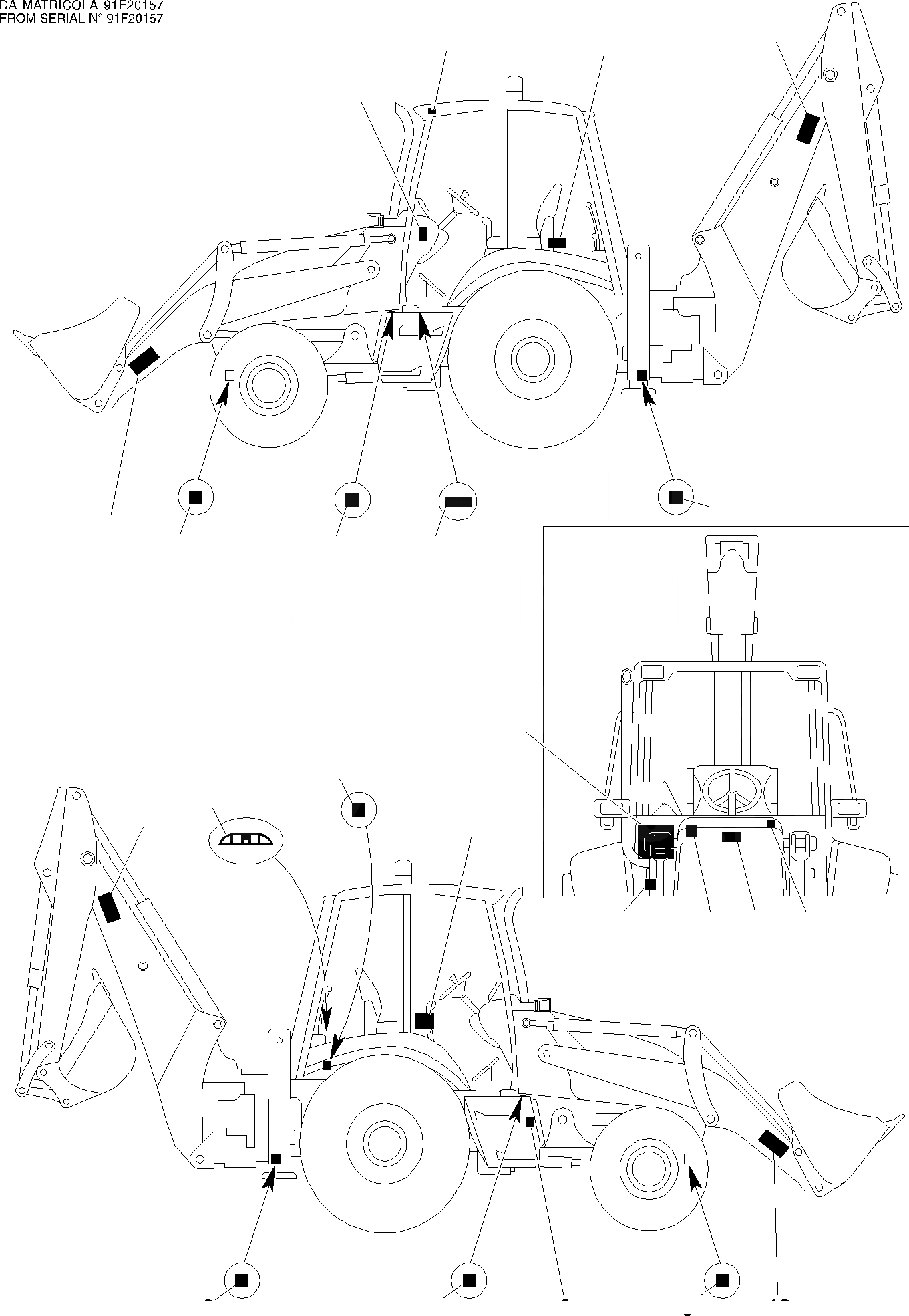 Схема запчастей Komatsu WB91R-2 - НАКЛЕЙКИ (/) МАРКИРОВКА