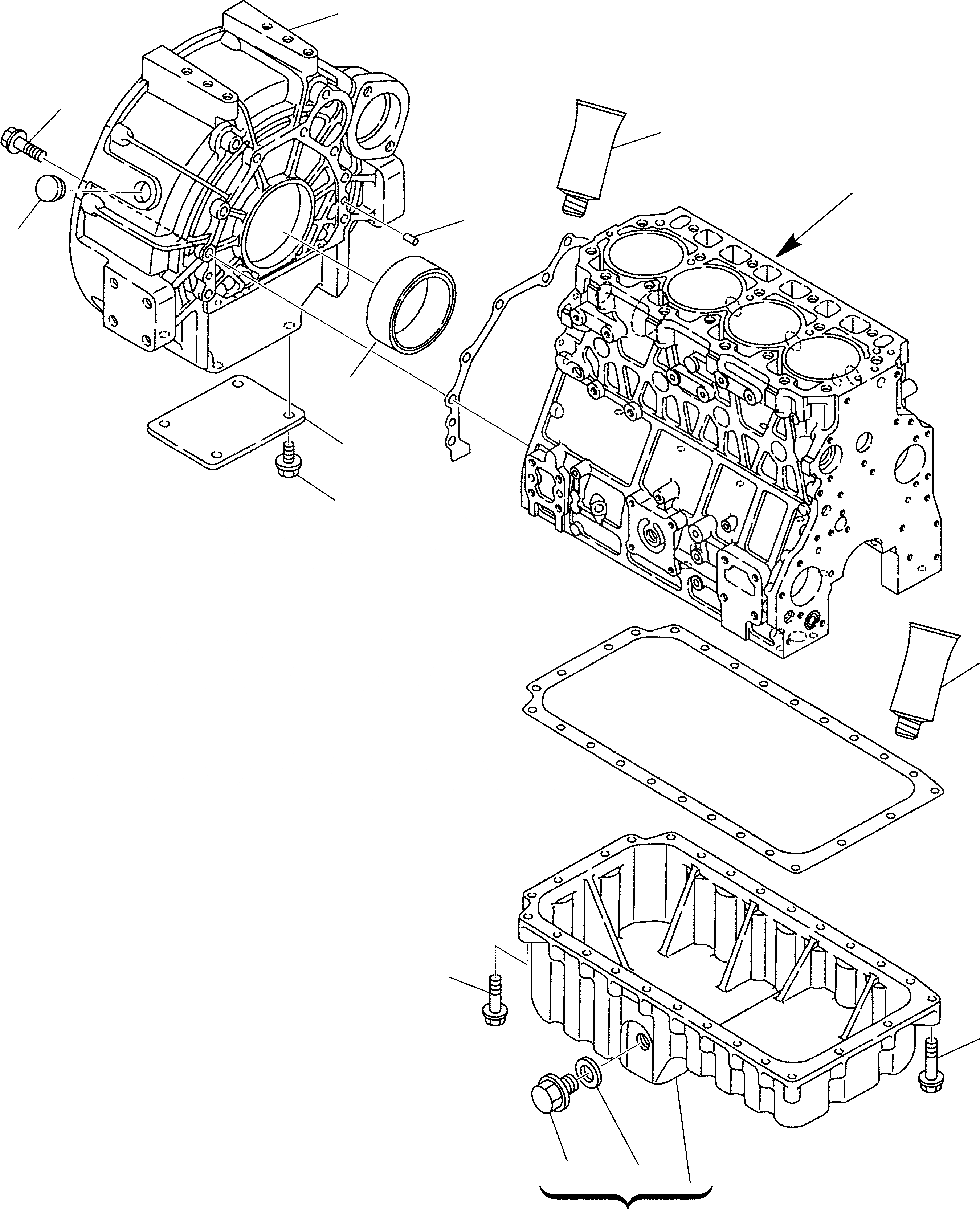 Схема запчастей Komatsu WB91R-2 - КАРТЕР МАХОВИКА & МАСЛ. НАСОС ДВИГАТЕЛЬ