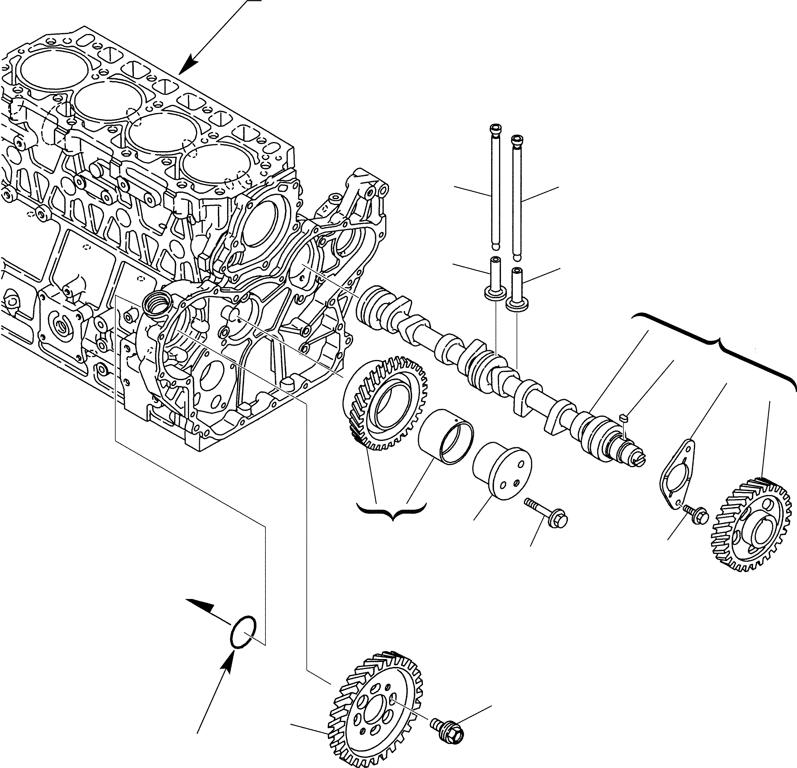 Схема запчастей Komatsu WB91R-2 - РАСПРЕДВАЛ & ВЕДУЩИЙ МЕХАНИЗМ ДВИГАТЕЛЬ