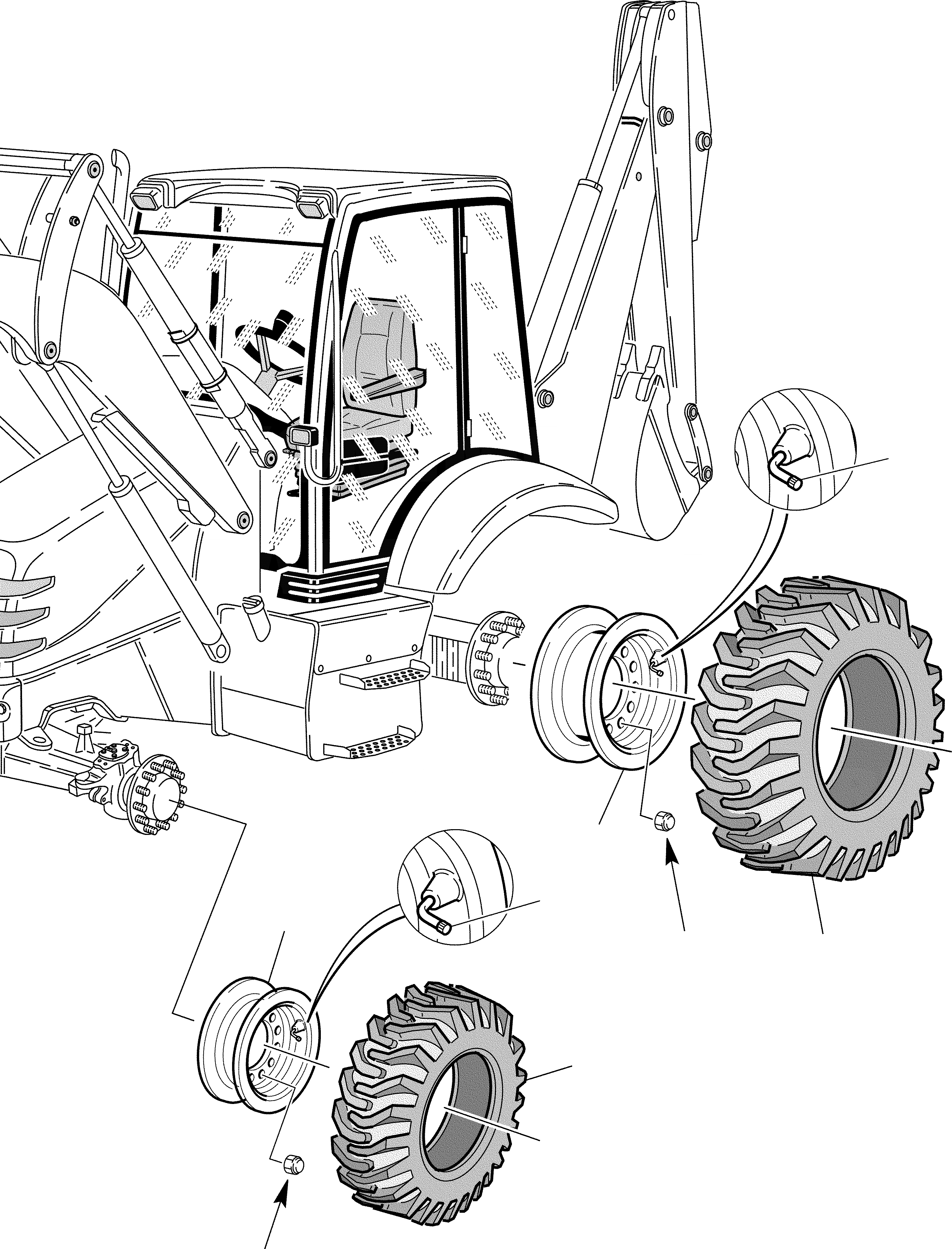 Схема запчастей Komatsu WB91R-2 - КОЛЕСА РАМА