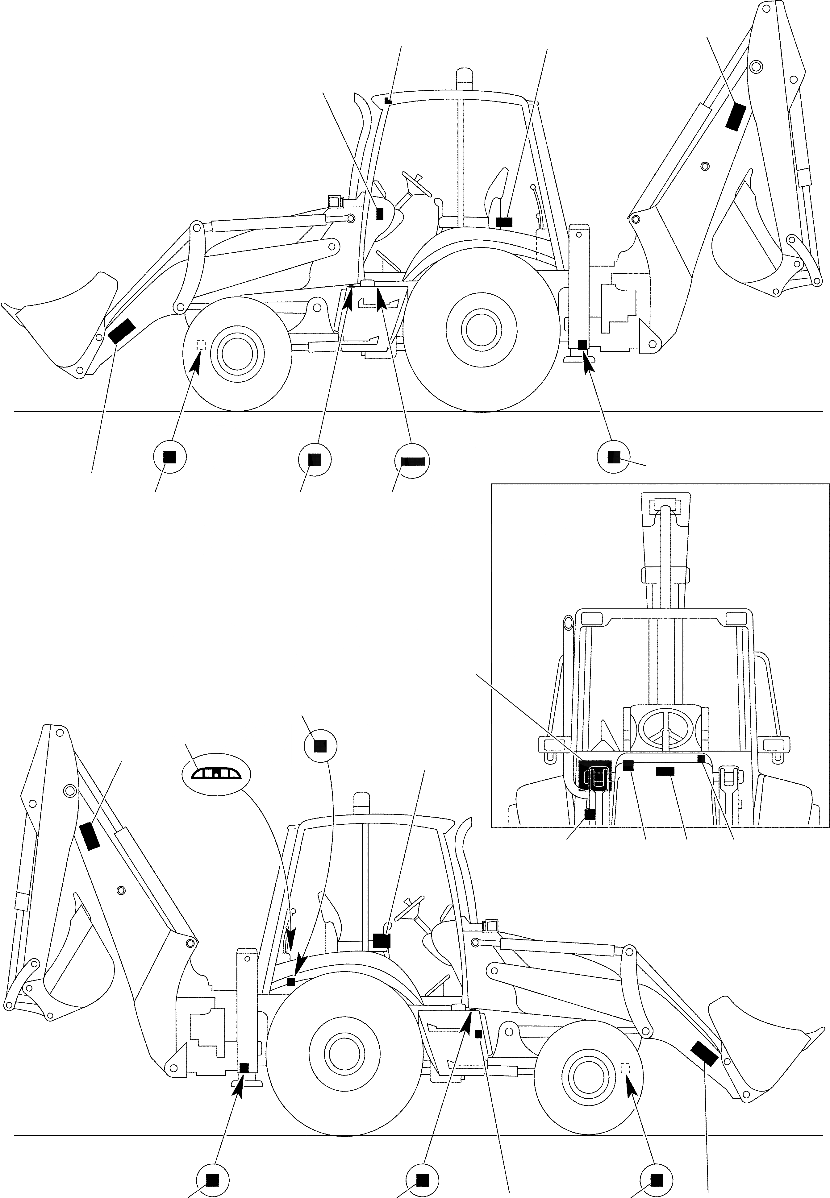 Схема запчастей Komatsu WB91R-2 - НАКЛЕЙКИ (/) МАРКИРОВКА