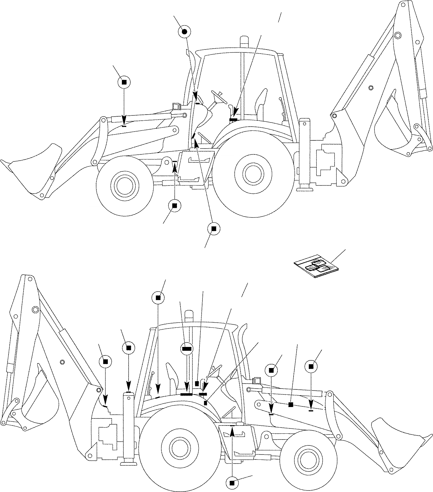 Схема запчастей Komatsu WB91R-2 - НАКЛЕЙКИ (/) МАРКИРОВКА