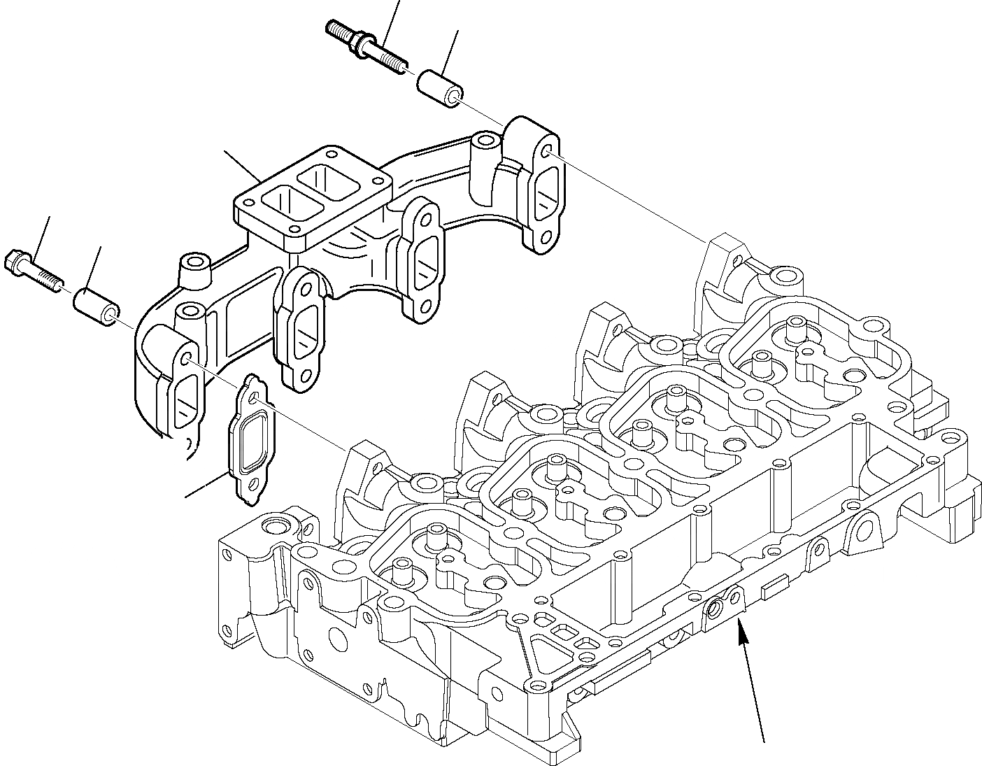 Схема запчастей Komatsu WB93R-5 - ВЫПУСКНОЙ КОЛЛЕКТОР (/) ДВИГАТЕЛЬ