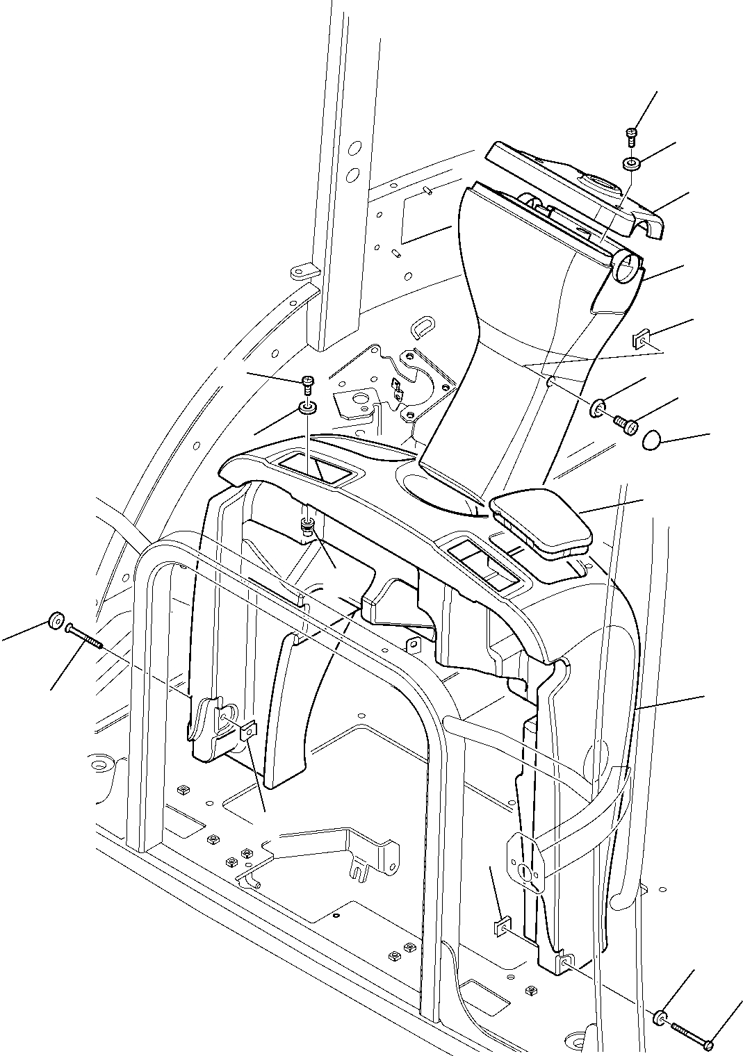 Схема запчастей Komatsu WB93R-5 - КАБИНА (/) ЧАСТИ КОРПУСА И КАБИНА