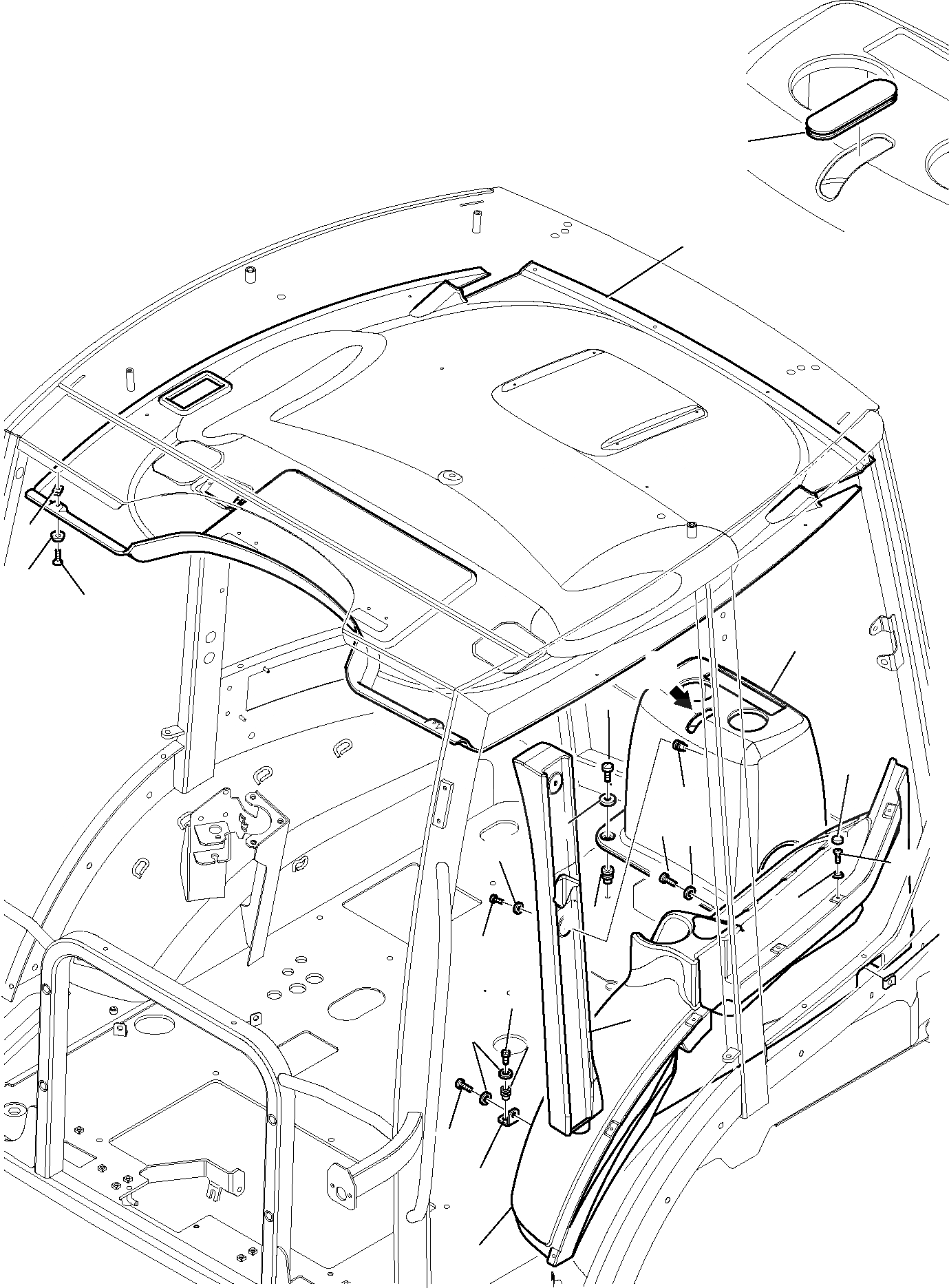 Схема запчастей Komatsu WB93R-5 - КАБИНА (С КОНДИЦ.) (/) ЧАСТИ КОРПУСА И КАБИНА