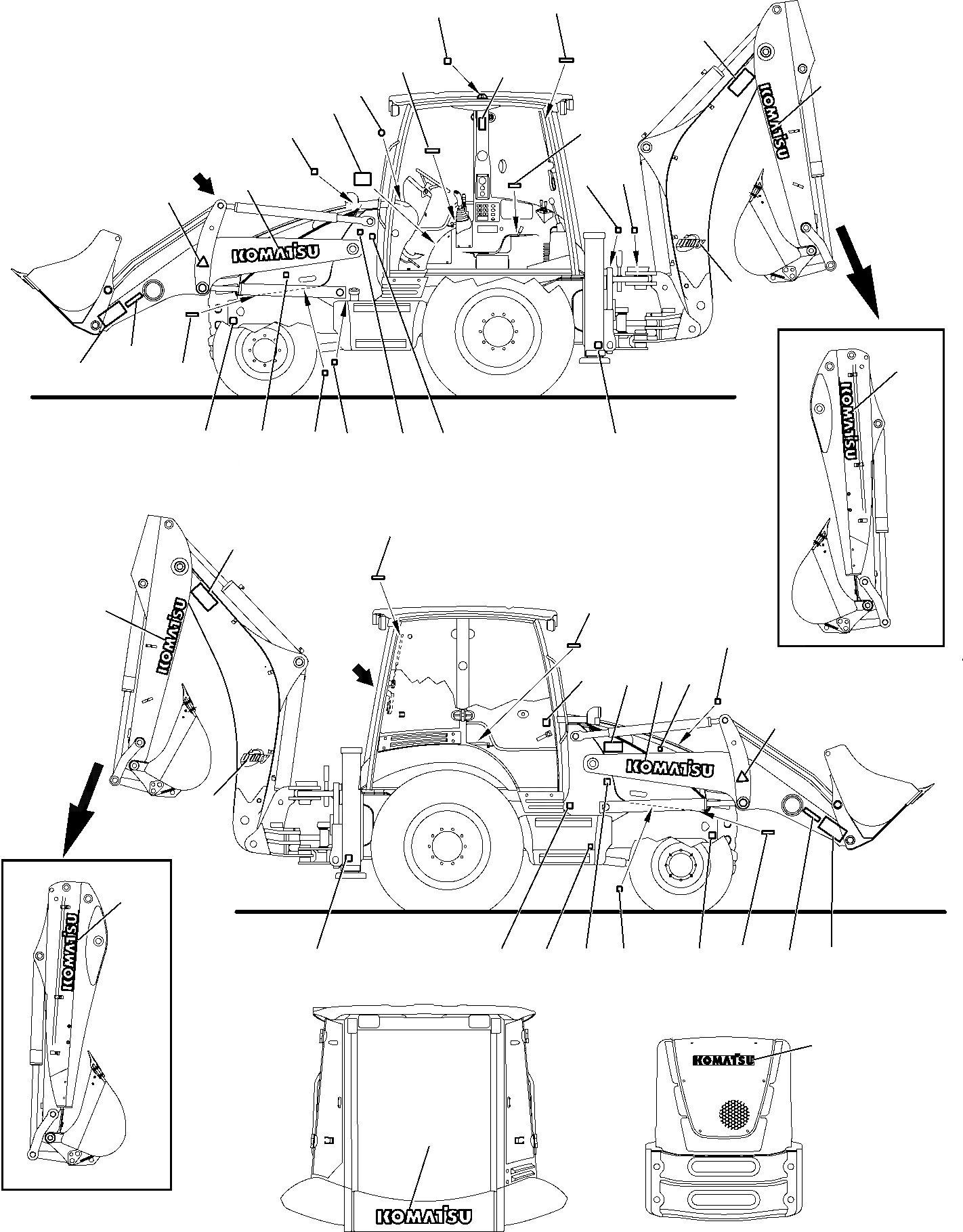 Схема запчастей Komatsu WB93R-5 - МАРКИРОВКА (/) МАРКИРОВКА