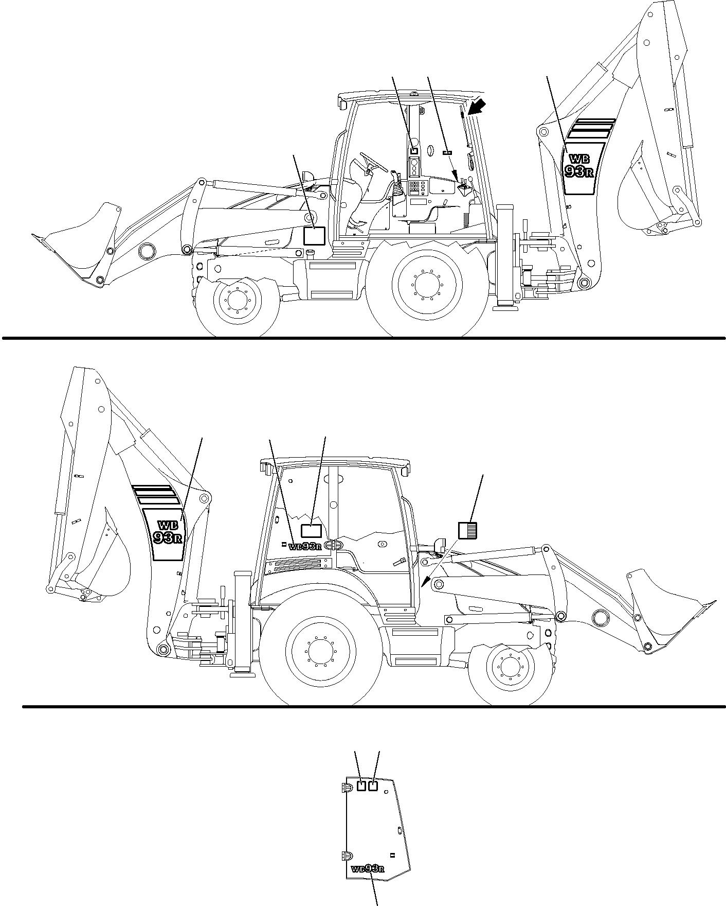 Схема запчастей Komatsu WB93R-5 - МАРКИРОВКА (С СТРЕЛА С БОКОВ. СМЕЩЕНИЕМ) (/) МАРКИРОВКА