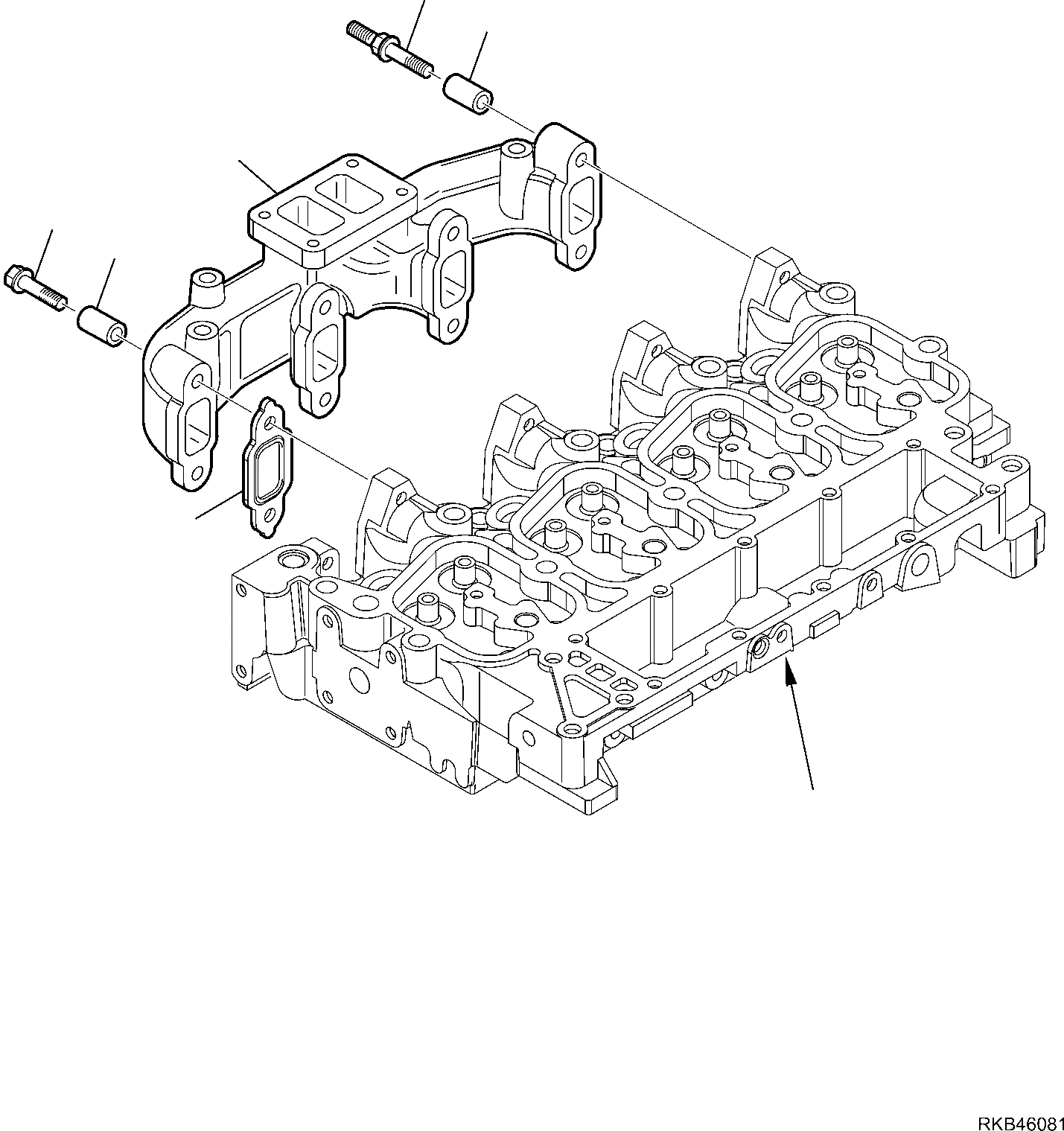 Схема запчастей Komatsu WB93R-5E0 - ВЫПУСКНОЙ КОЛЛЕКТОР (/) ДВИГАТЕЛЬ