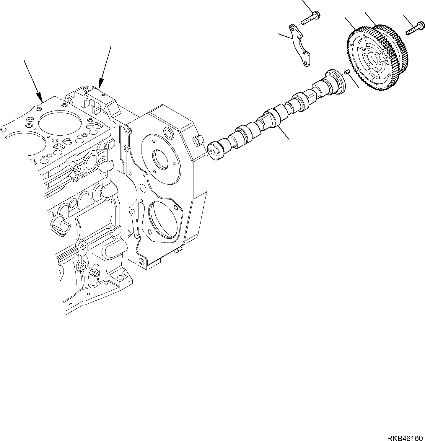 Схема запчастей Komatsu WB93R-5E0 - РАСПРЕДВАЛ И ВЕДУЩИЙ МЕХАНИЗМ ДВИГАТЕЛЬ