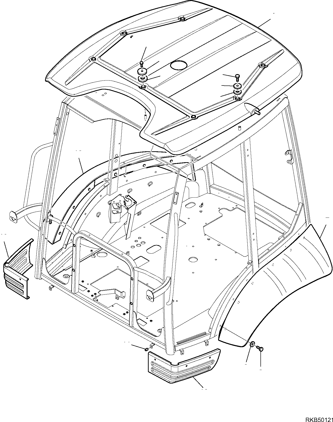 Схема запчастей Komatsu WB93R-5E0 - КАБИНА (9/) ЧАСТИ КОРПУСА И КАБИНА