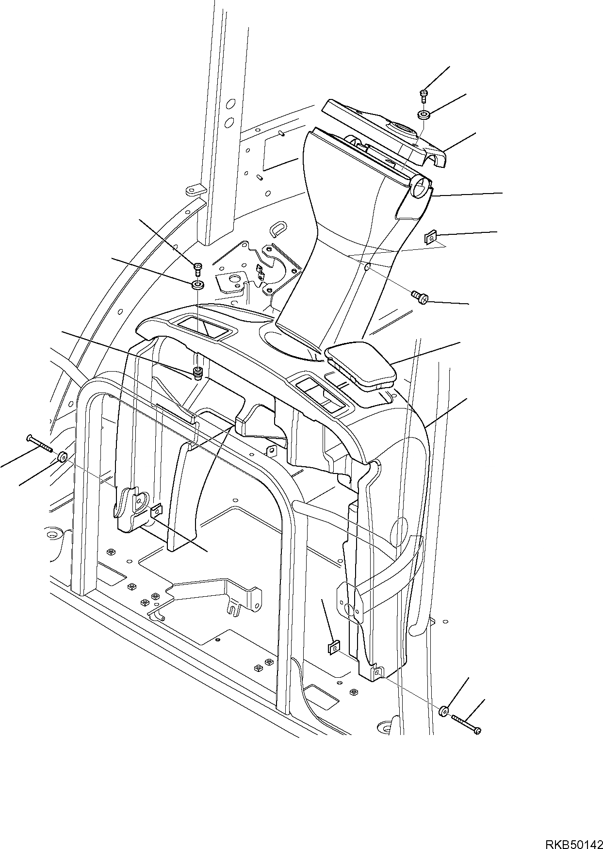 Схема запчастей Komatsu WB93R-5E0 - КАБИНА (/) ЧАСТИ КОРПУСА И КАБИНА