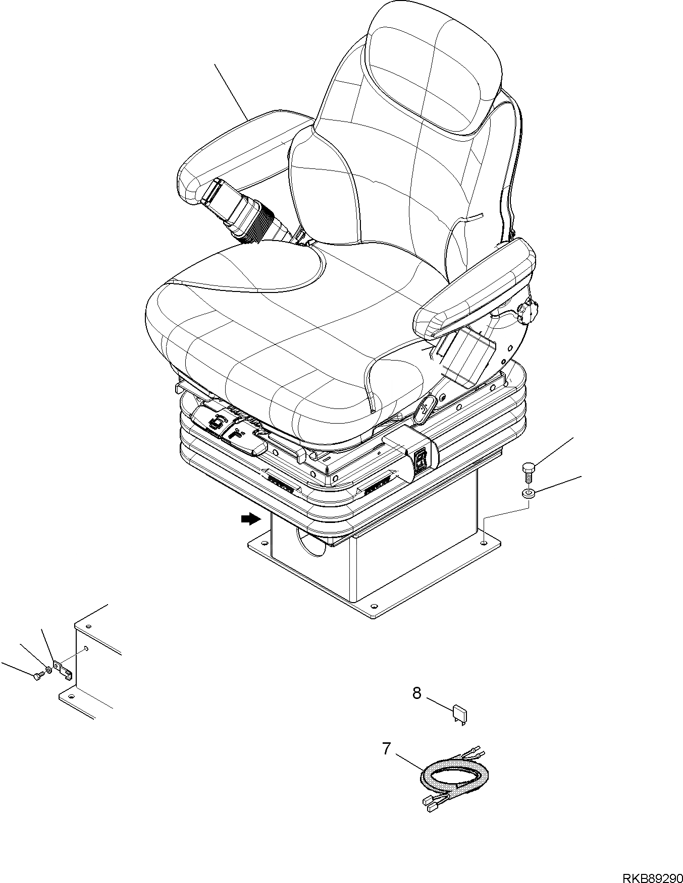 Схема запчастей Komatsu WB93R-5E0 - СИДЕНЬЕ ОПЕРАТОРА (SEARS СИДЕНЬЕING) (С ВОЗД. ПОДВЕСКА) (/) ЧАСТИ КОРПУСА И КАБИНА