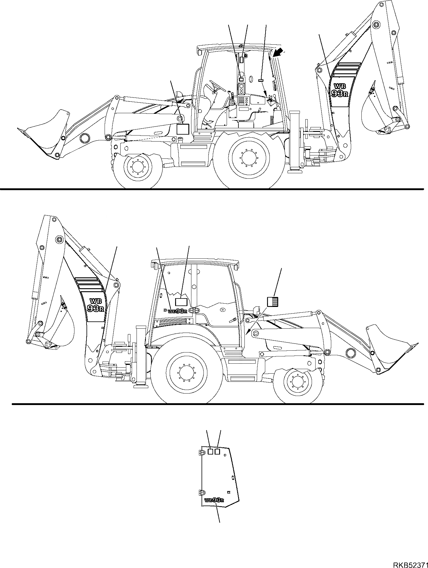 Схема запчастей Komatsu WB93R-5E0 - МАРКИРОВКА (/) МАРКИРОВКА