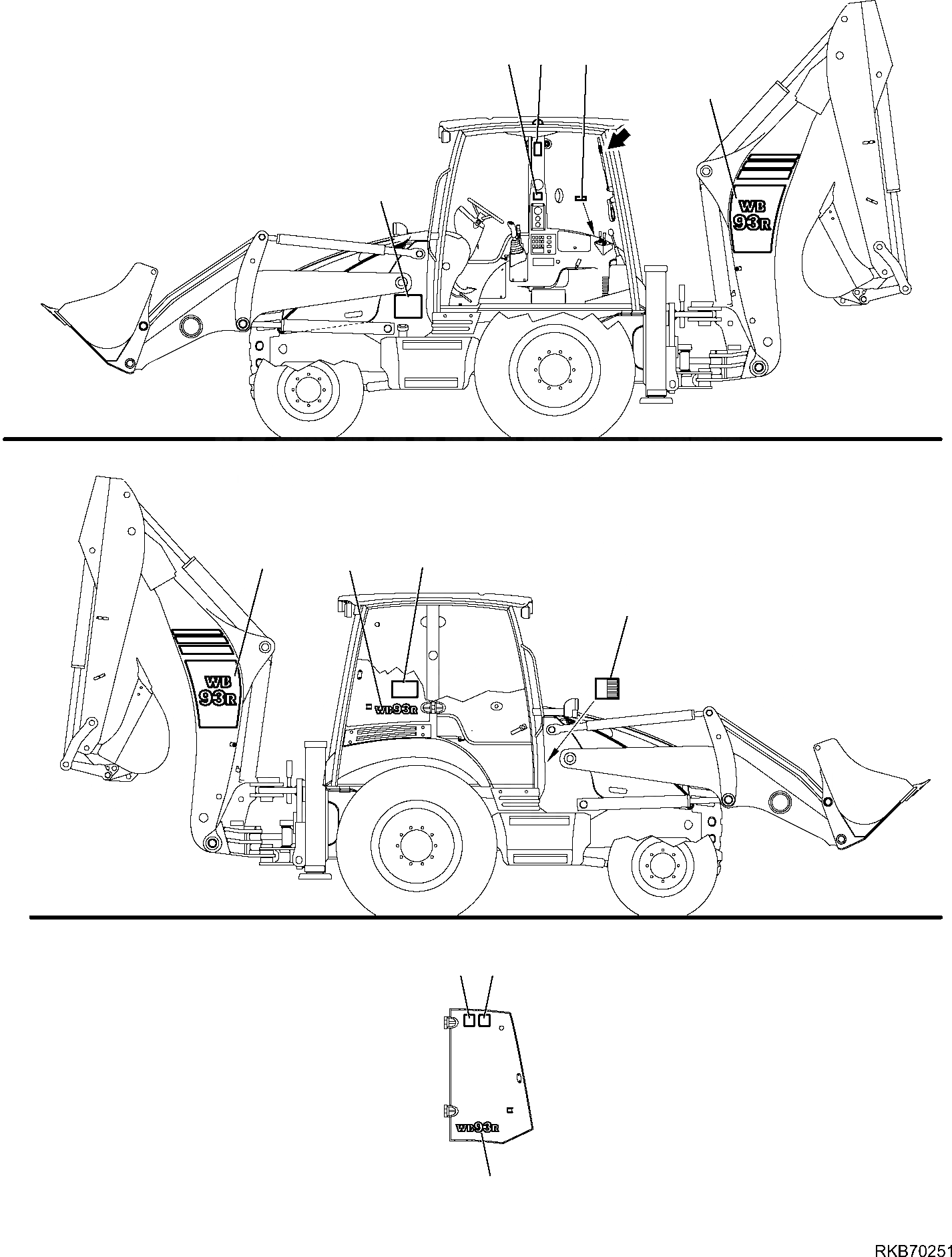 Схема запчастей Komatsu WB93R-5E0 - МАРКИРОВКА (С СТРЕЛА С БОКОВ. СМЕЩЕНИЕМ) (/) МАРКИРОВКА