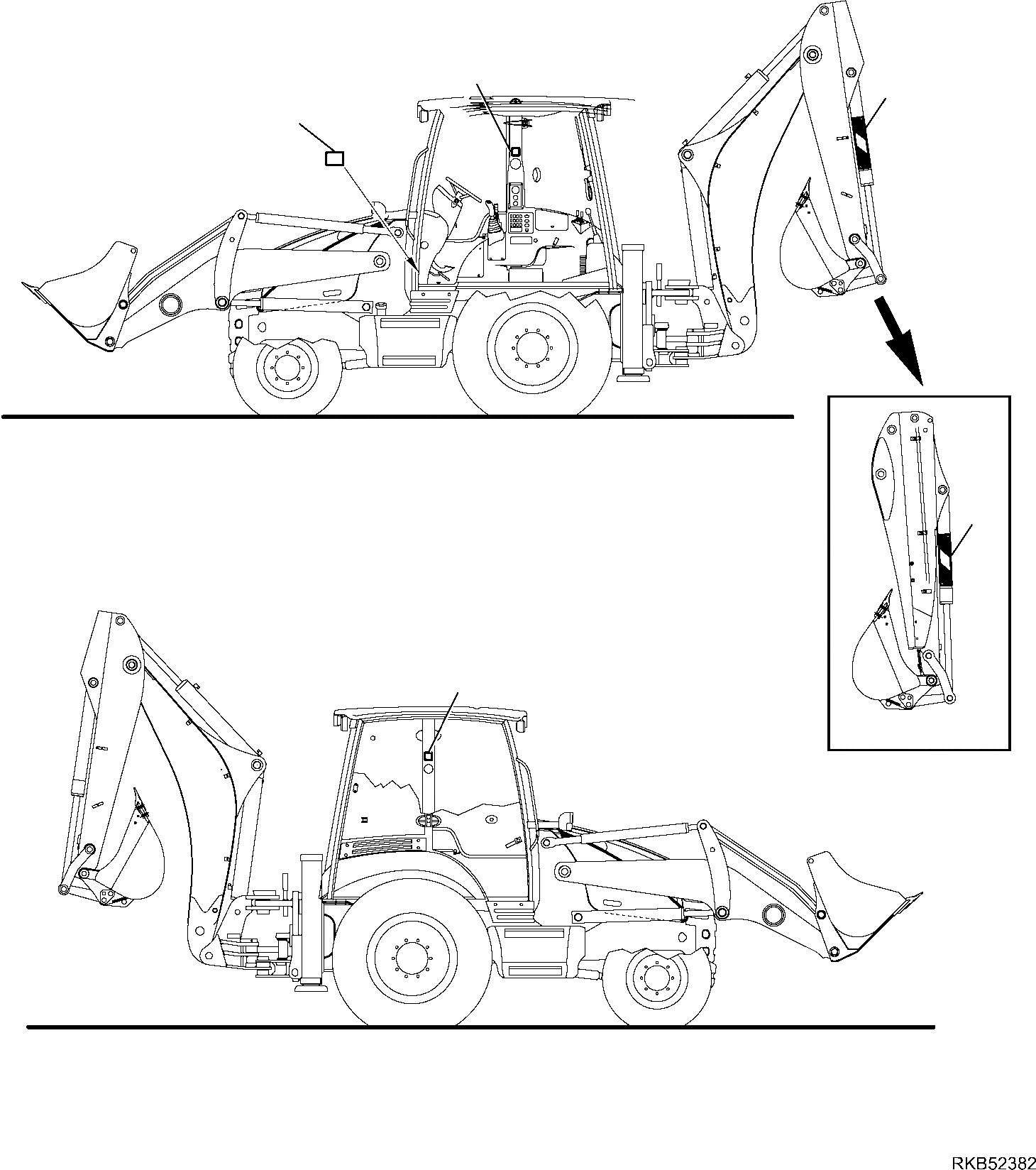 Схема запчастей Komatsu WB93R-5E0 - МАРКИРОВКА (ITALY ВЕРСИЯ) МАРКИРОВКА