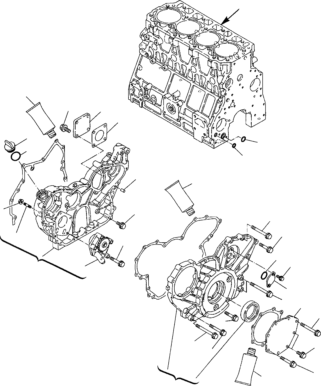 Схема запчастей Komatsu WB93R-2 - КОЖУХ ШЕСТЕРЕН. ПЕРЕДАЧИ ДВИГАТЕЛЬ