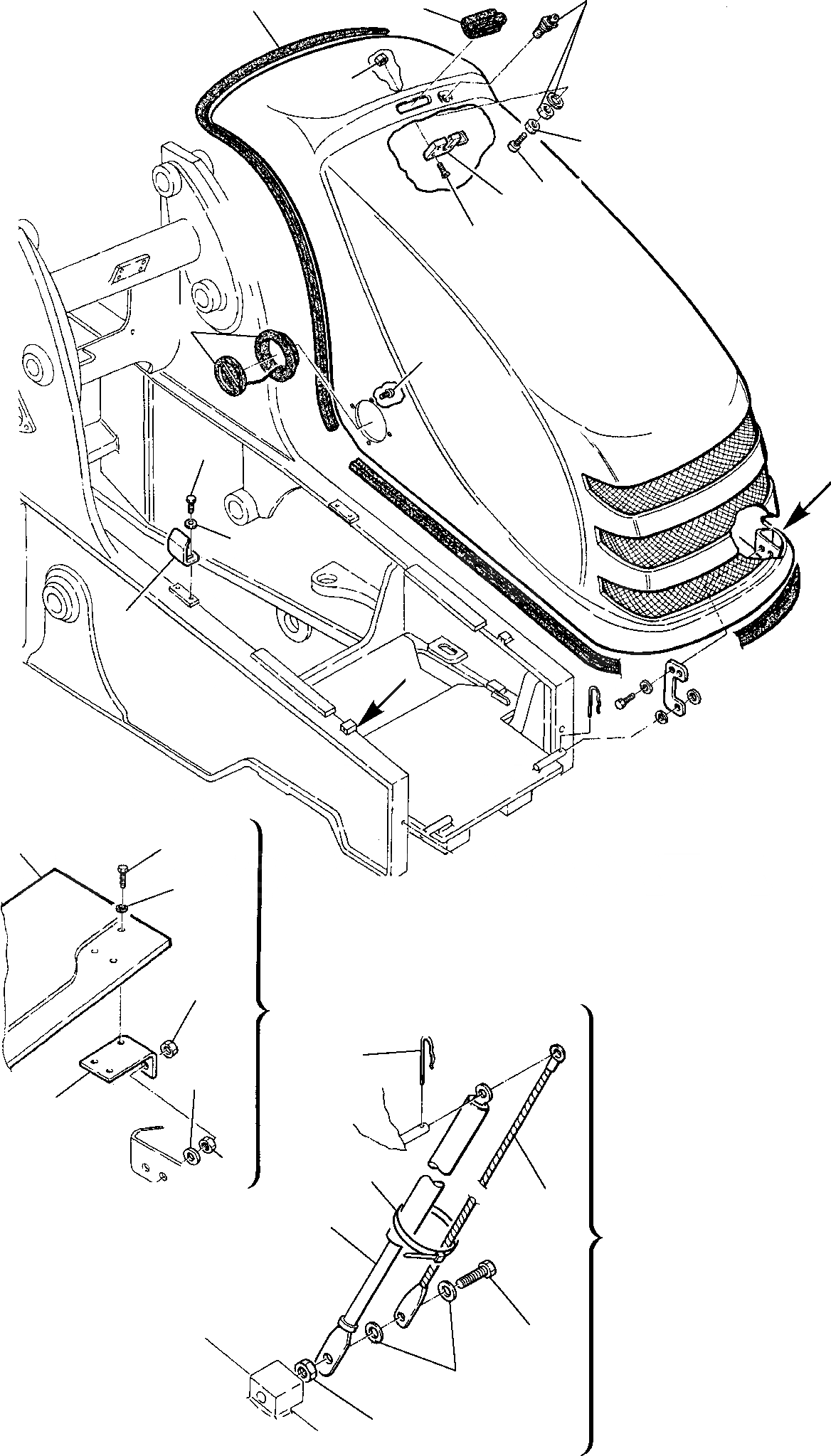 Схема запчастей Komatsu WB93R-2 - КРЫШКИ (/) ЧАСТИ КОРПУСА И КАБИНА