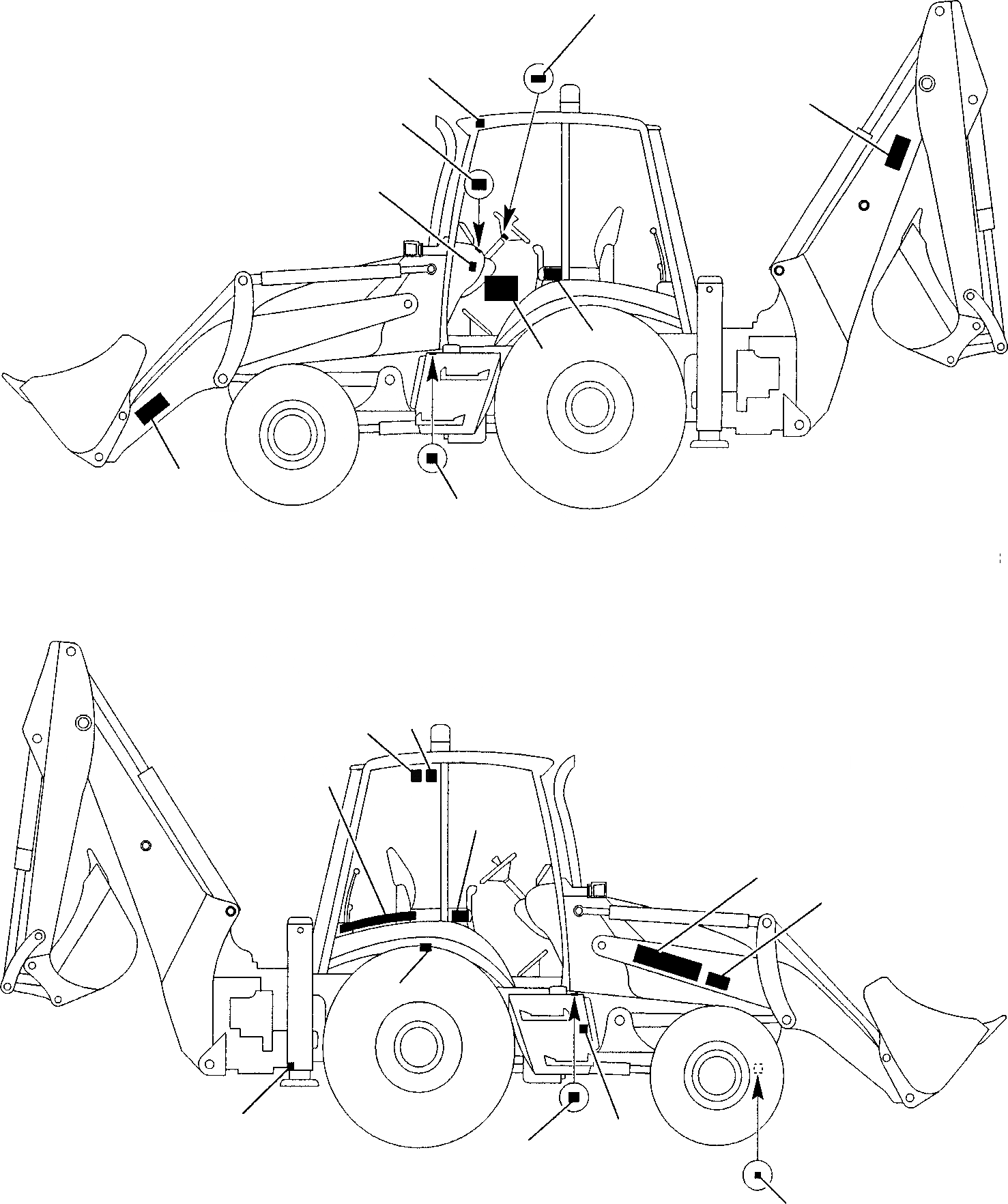 Схема запчастей Komatsu WB93R-2 - НАКЛЕЙКИ (/) МАРКИРОВКА