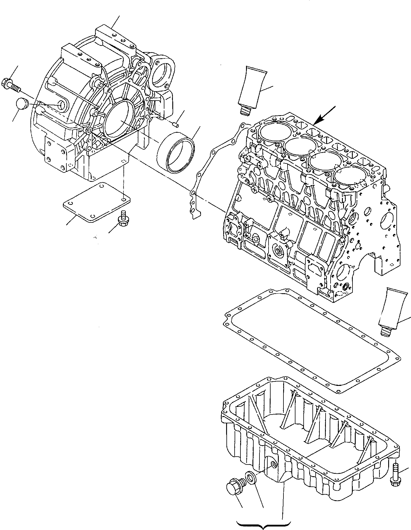 Схема запчастей Komatsu WB93R-2 - КАРТЕР МАХОВИКА И МАСЛ. НАСОС ДВИГАТЕЛЬ