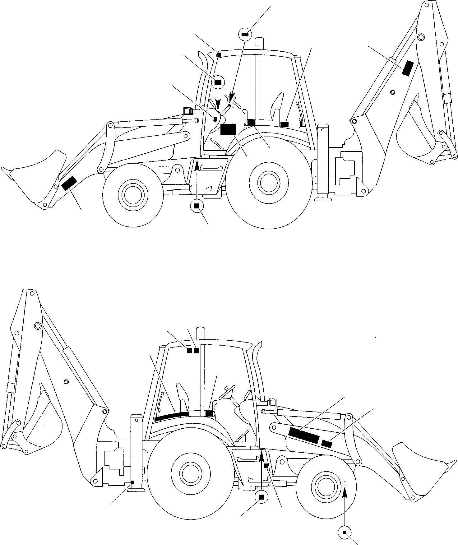 Схема запчастей Komatsu WB93R-2 - НАКЛЕЙКИ (/) МАРКИРОВКА