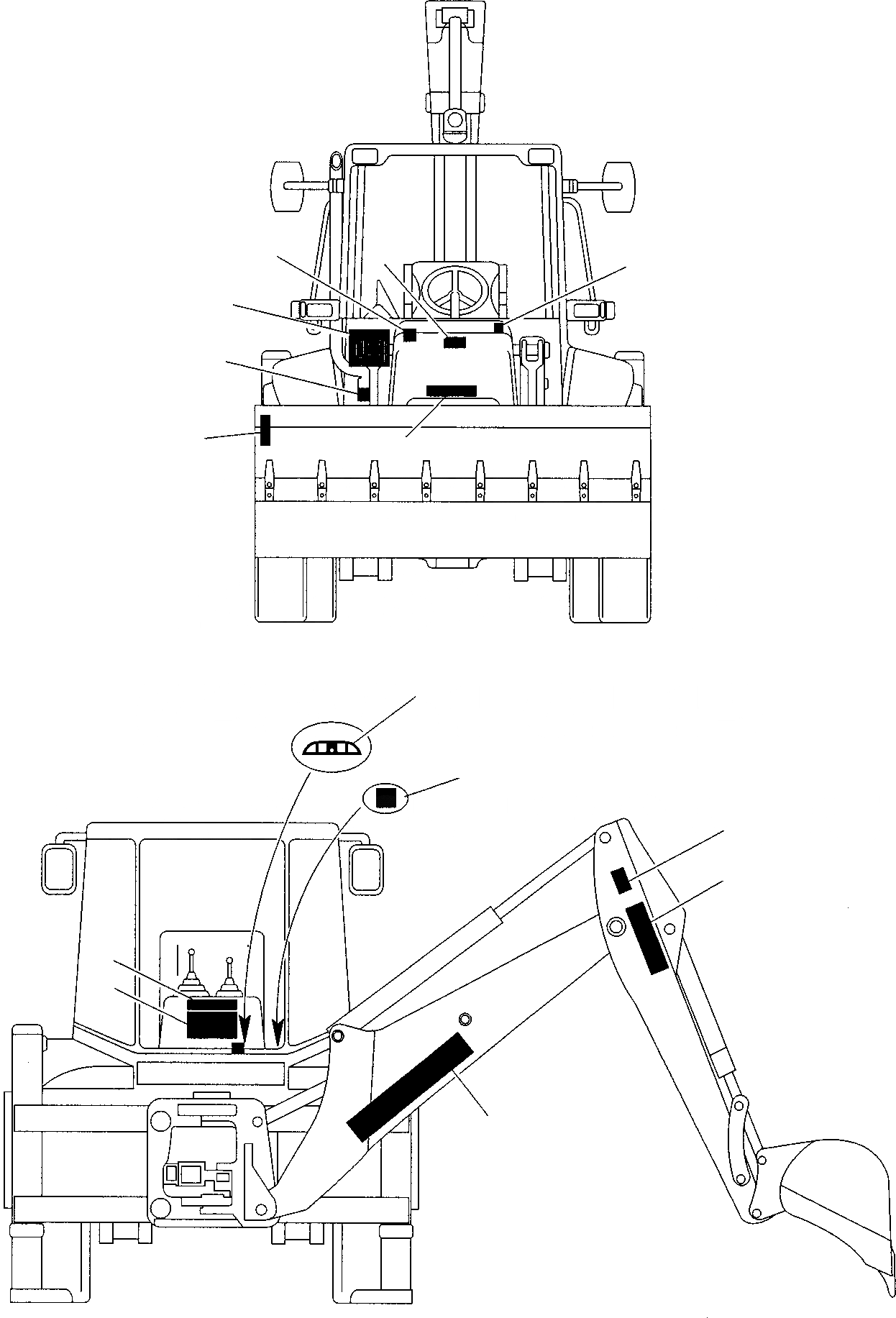 Схема запчастей Komatsu WB93R-2 - НАКЛЕЙКИ (/) МАРКИРОВКА