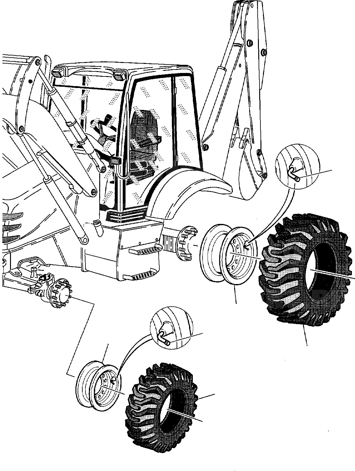 Схема запчастей Komatsu WB93R-2 - КОЛЕСА (ОПЦИОНН.) РАМА