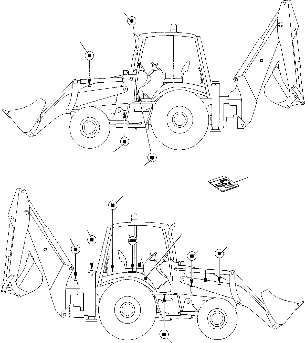 Схема запчастей Komatsu WB93R-2 - НАКЛЕЙКИ (/) МАРКИРОВКА