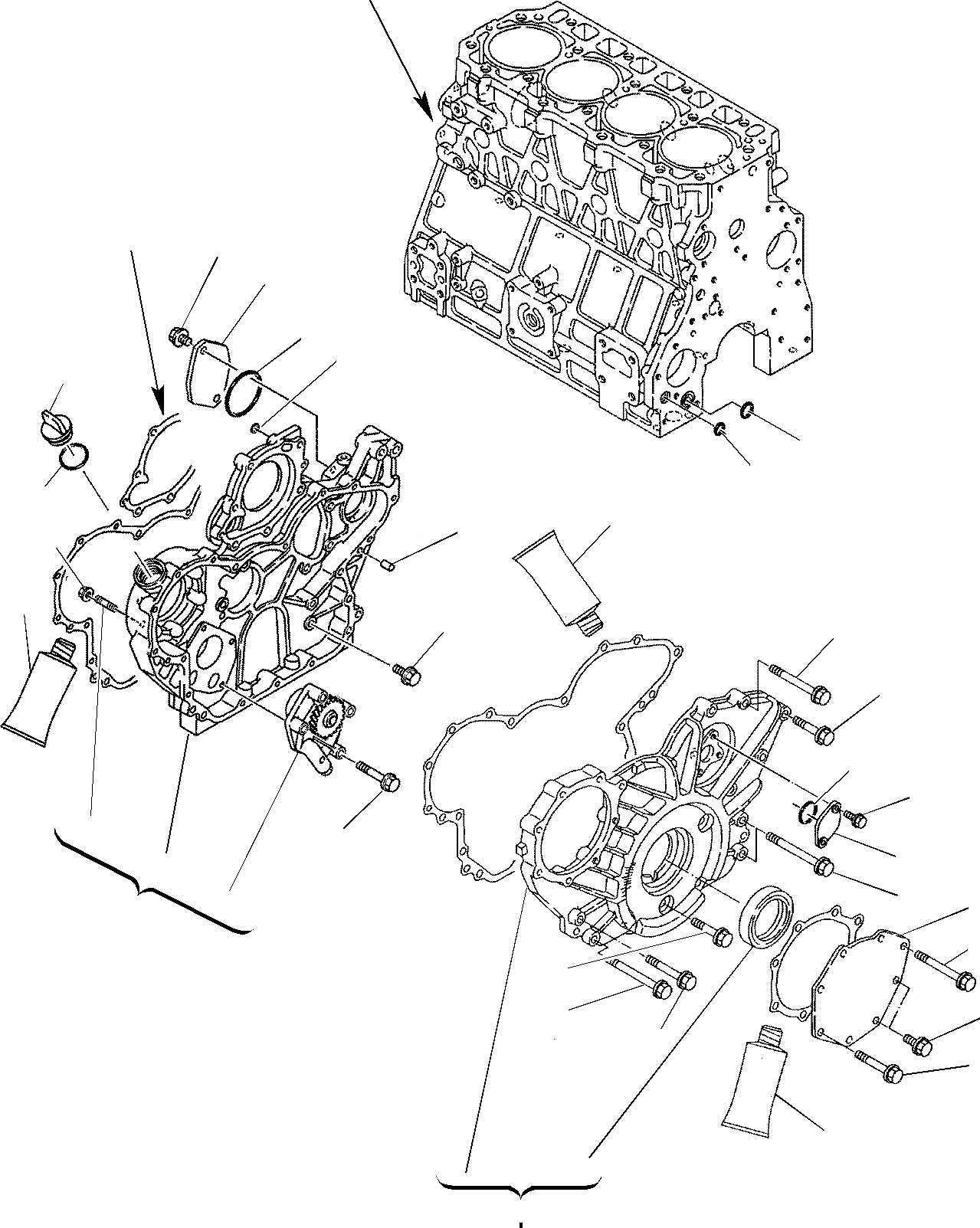 Схема запчастей Komatsu WB93R-2 - КОЖУХ ШЕСТЕРЕН. ПЕРЕДАЧИ ДВИГАТЕЛЬ