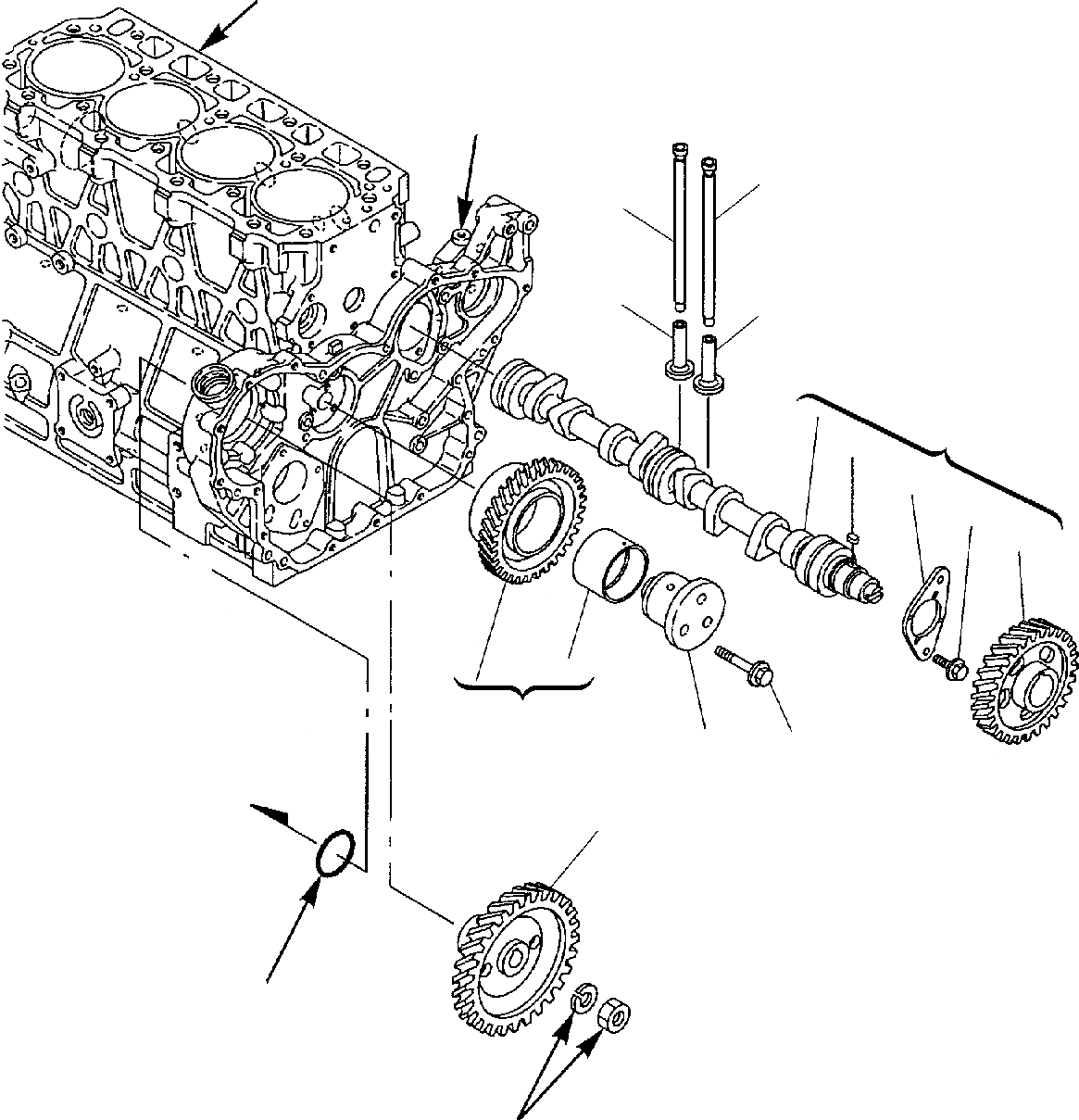 Схема запчастей Komatsu WB93R-2 - РАСПРЕДВАЛ & ВЕДУЩИЙ МЕХАНИЗМ ДВИГАТЕЛЬ