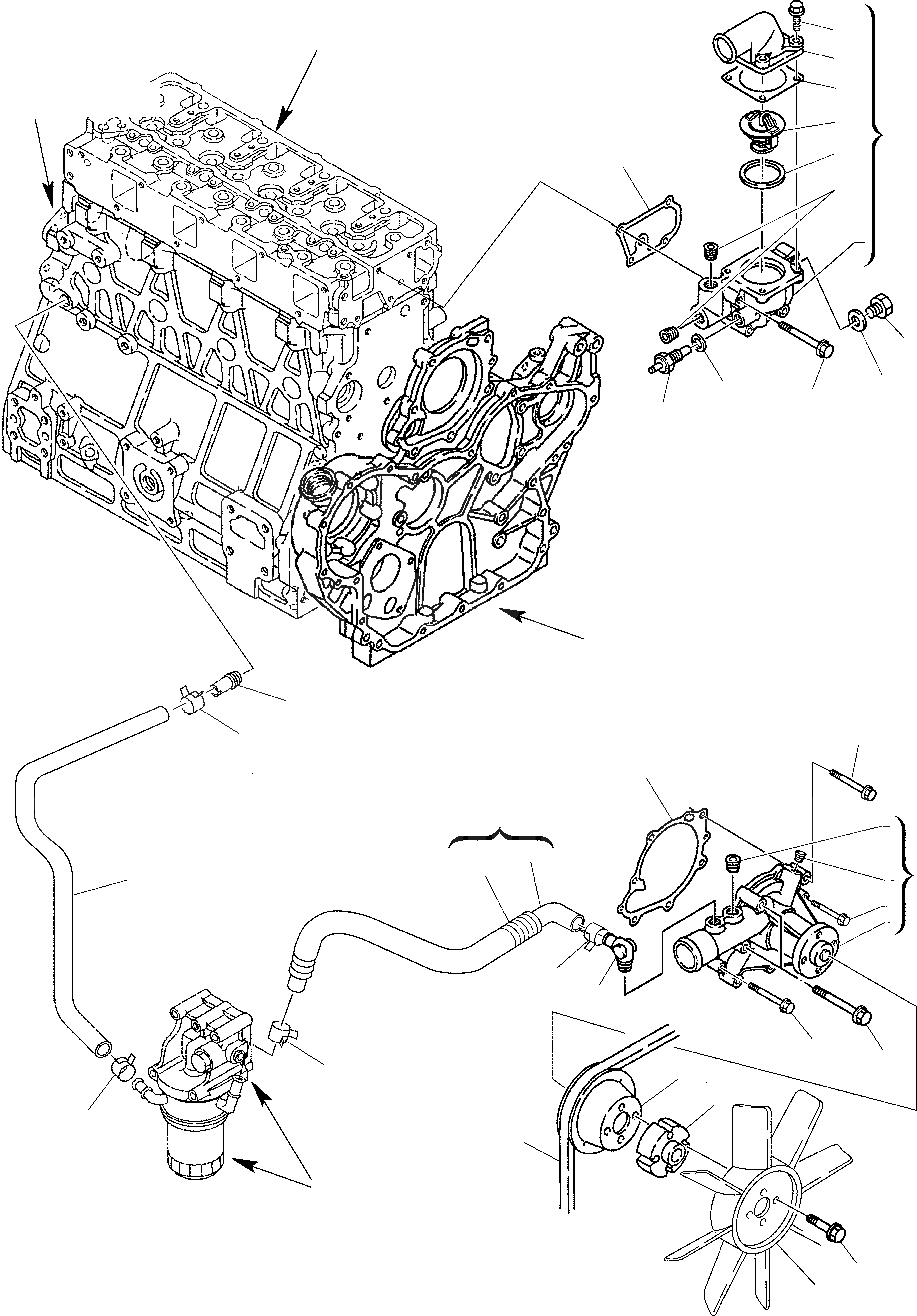 Схема запчастей Komatsu WB93R-2 - СИСТЕМА ОХЛАЖДЕНИЯ ДВИГАТЕЛЬ