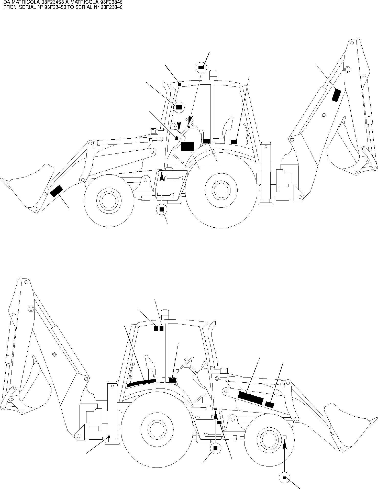 Схема запчастей Komatsu WB93R-2 - НАКЛЕЙКИ (/) МАРКИРОВКА