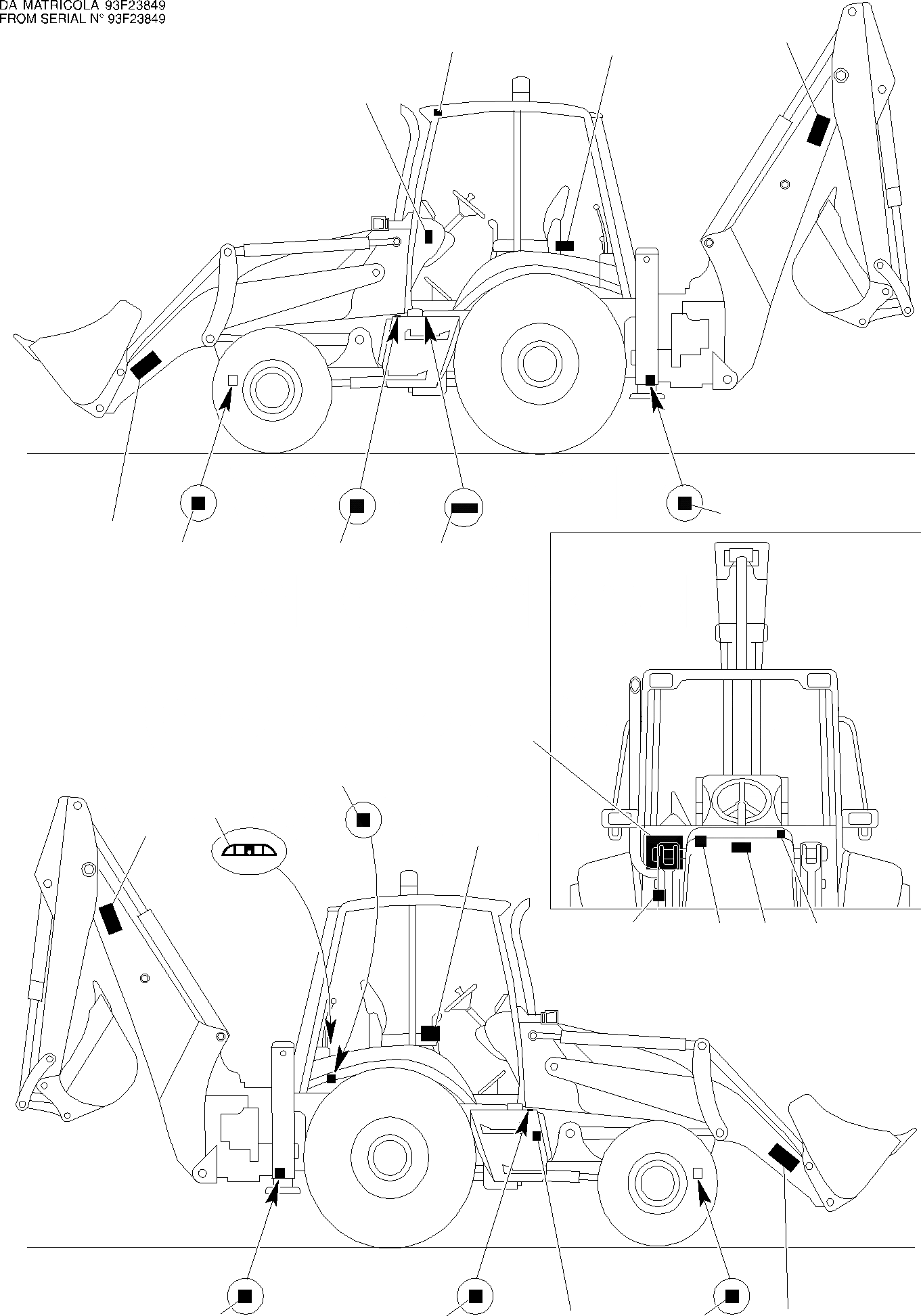 Схема запчастей Komatsu WB93R-2 - НАКЛЕЙКИ (/) МАРКИРОВКА