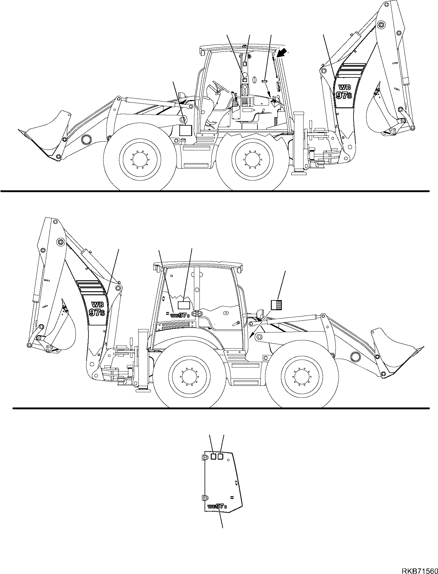 Схема запчастей Komatsu WB97S-5E0 - МАРКИРОВКА (/) МАРКИРОВКА