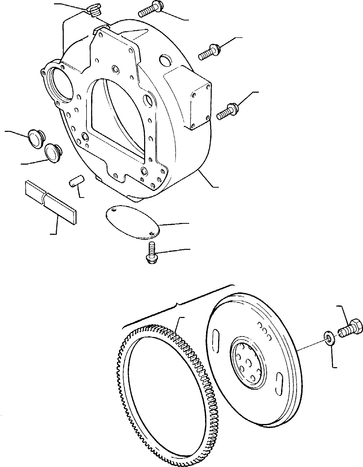 Схема запчастей Komatsu WB95R-1 WB97R-1 - FLIКОЛЕСА КОЖУХ, МАХОВИК И STARTER RING (ASPIRATED ДВИГАТЕЛЬ) ГОЛОВКА ЦИЛИНДРОВ