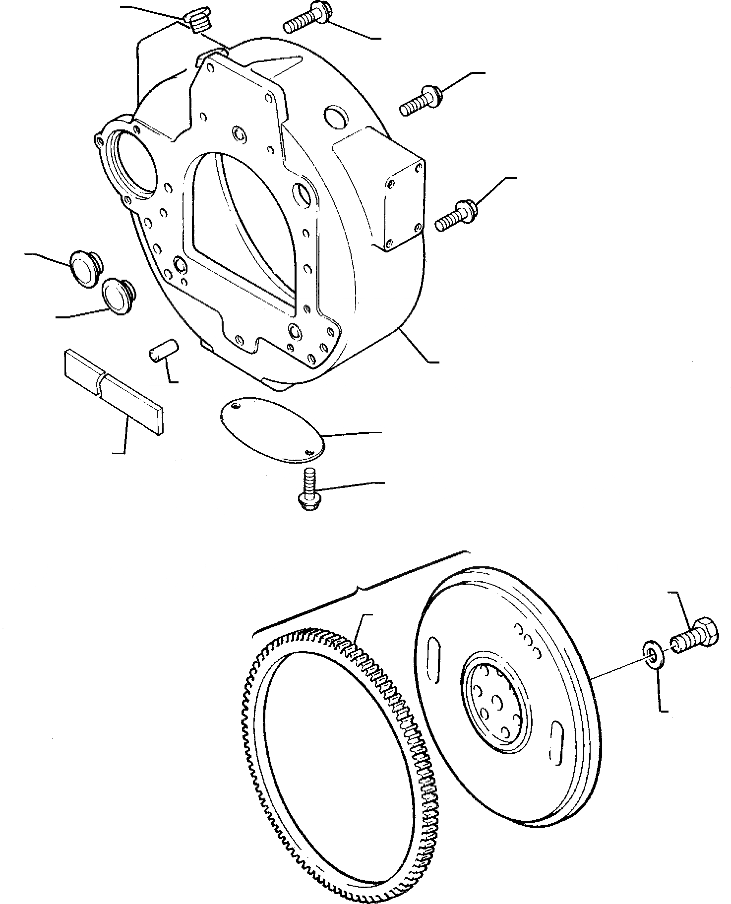 Схема запчастей Komatsu WB95R-1 WB97R-1 - FLIКОЛЕСА КОЖУХ, МАХОВИК И STARTER RING (TURBO ДВИГАТЕЛЬ) ГОЛОВКА ЦИЛИНДРОВ