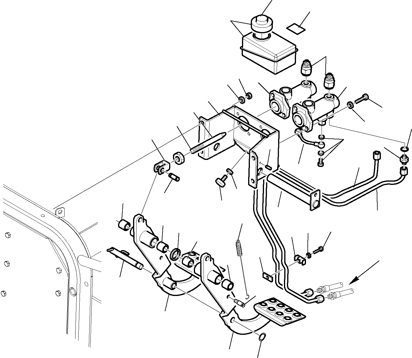 Схема запчастей Komatsu WB97R-5 - ПЕДАЛЬ ТОРМОЗА СИСТЕМА УПРАВЛЕНИЯ
