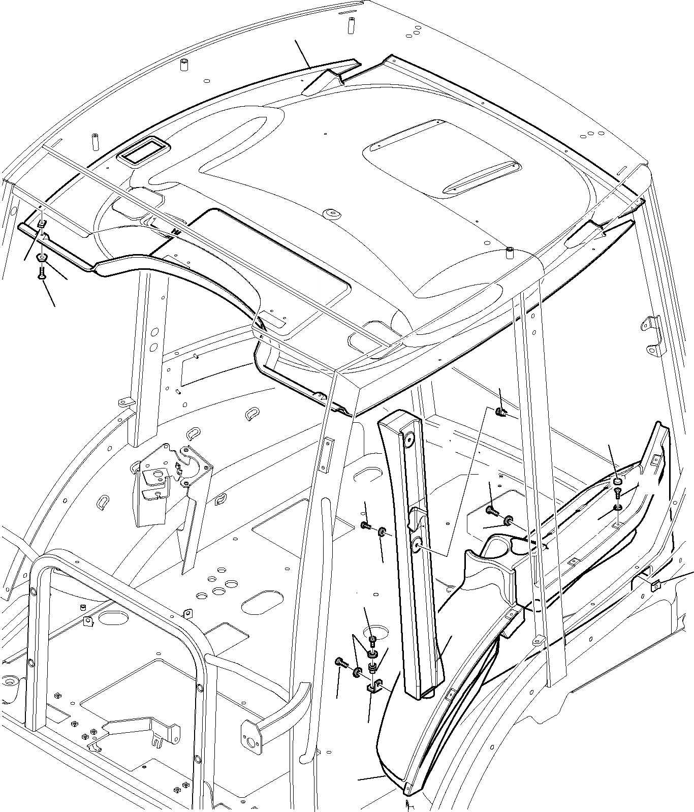 Схема запчастей Komatsu WB97R-5 - КАБИНА (С КОНДИЦ.) (/7) ЧАСТИ КОРПУСА И КАБИНА