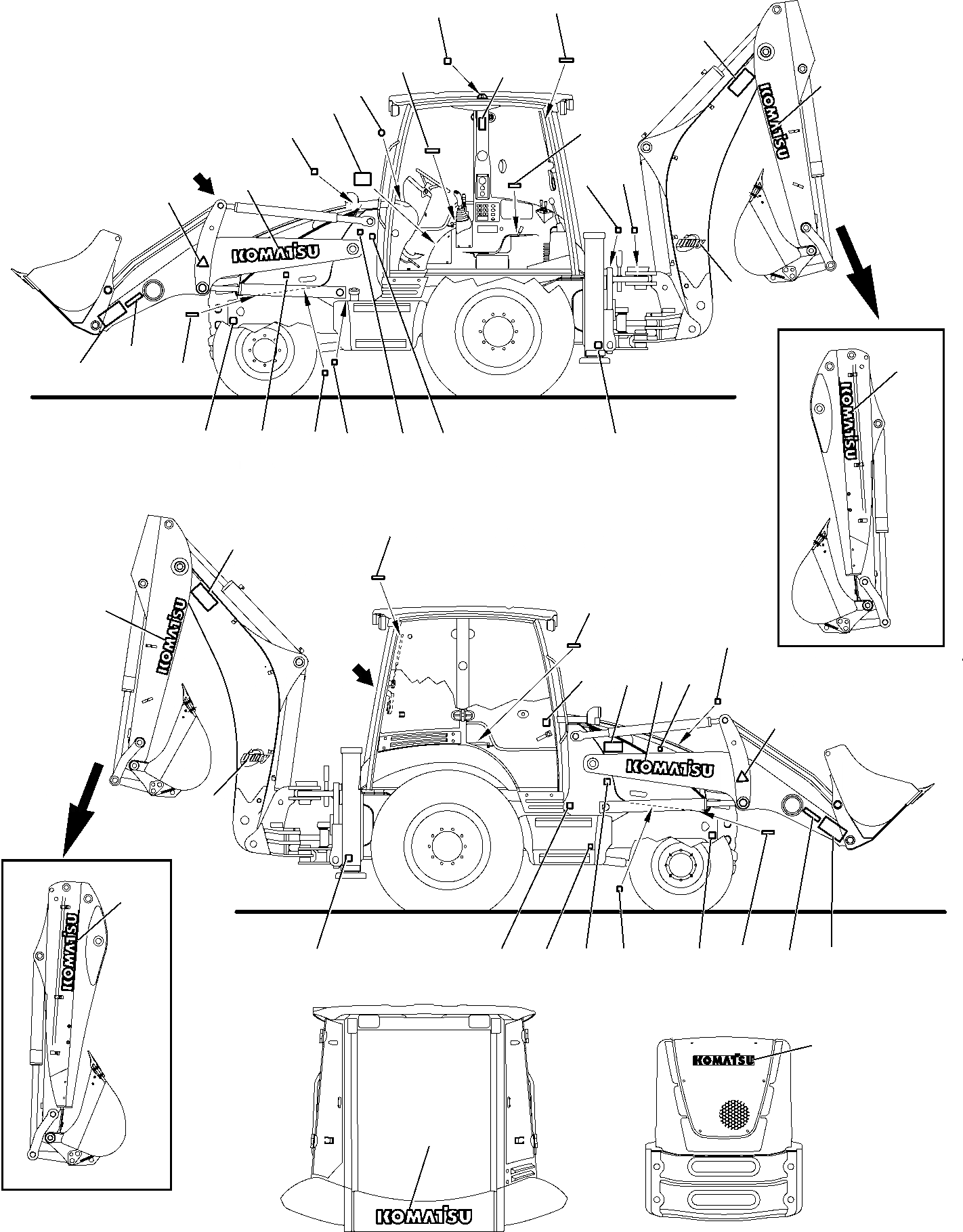 Схема запчастей Komatsu WB97R-5 - МАРКИРОВКА (/) МАРКИРОВКА