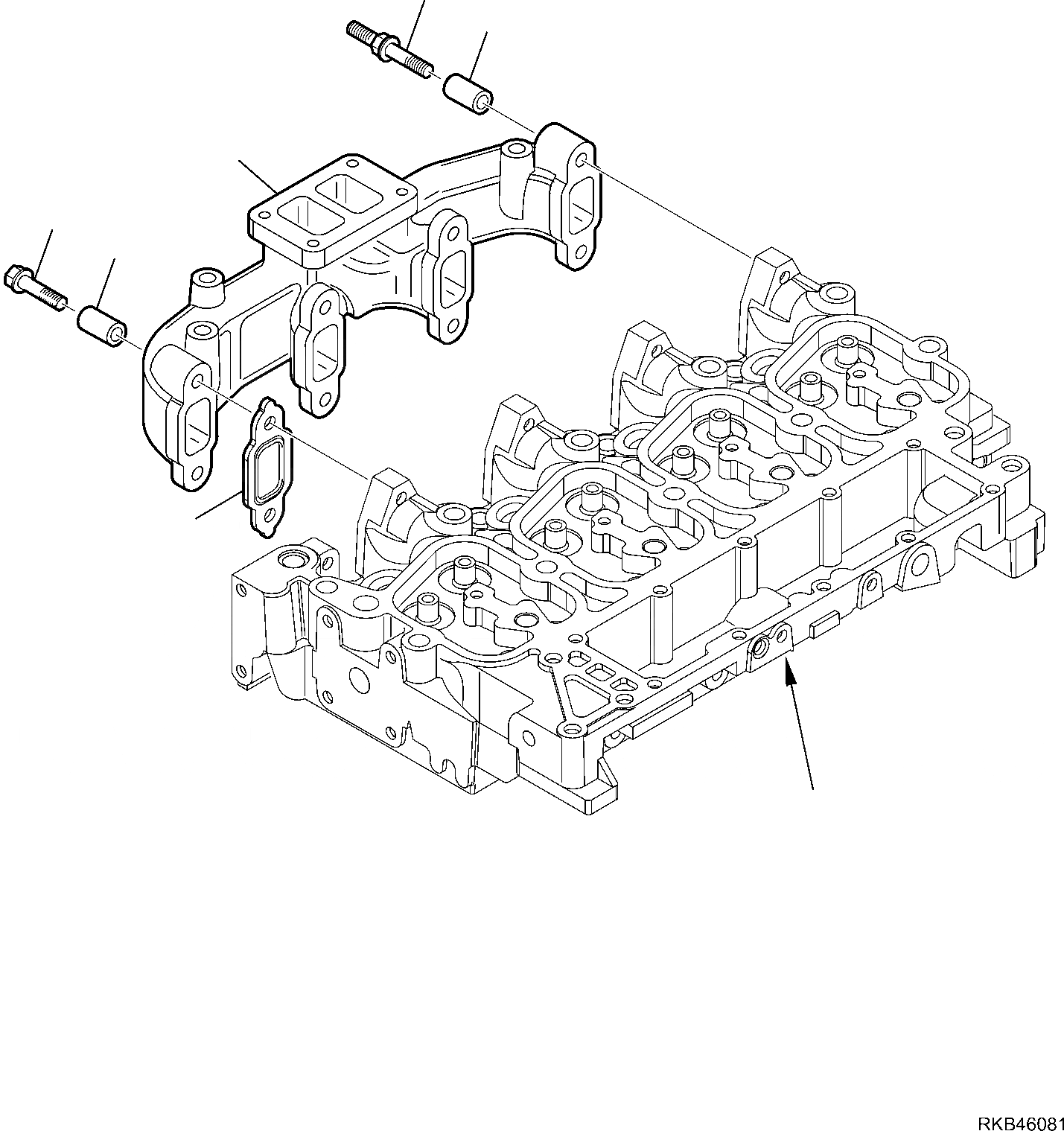 Схема запчастей Komatsu WB97R-5E0 - ВЫПУСКНОЙ КОЛЛЕКТОР (/) ДВИГАТЕЛЬ БЛОК