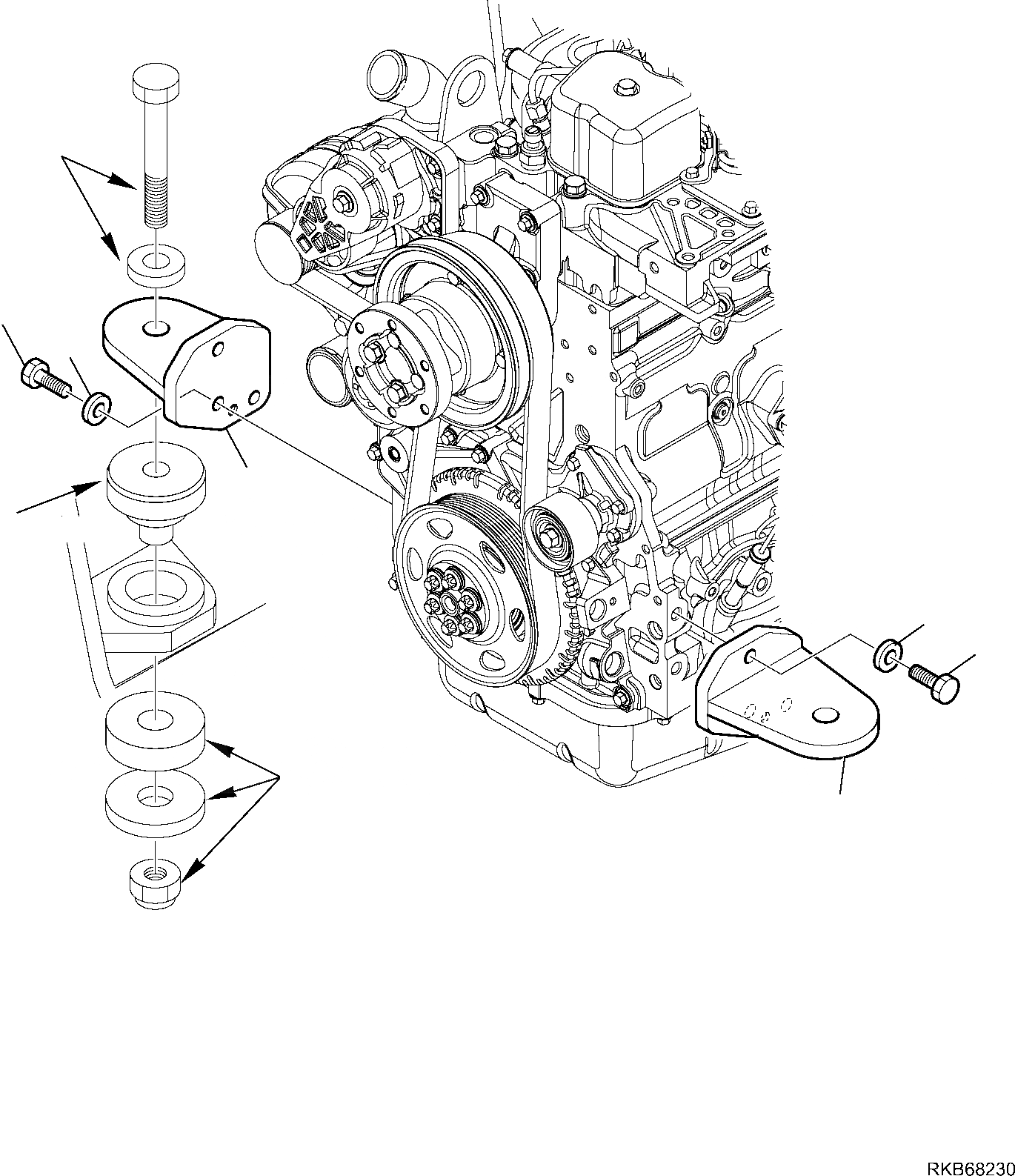 Схема запчастей Komatsu WB97R-5E0 - КРЕПЛЕНИЕ ДВИГАТЕЛЯ КОМПОНЕНТЫ ДВИГАТЕЛЯ