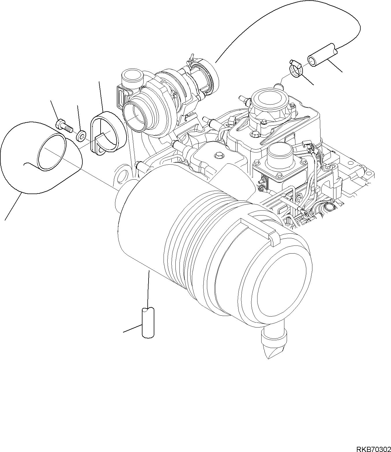 Схема запчастей Komatsu WB97R-5E0 - ВОЗДУХООЧИСТИТЕЛЬ И КРЕПЛЕНИЕ КОМПОНЕНТЫ ДВИГАТЕЛЯ