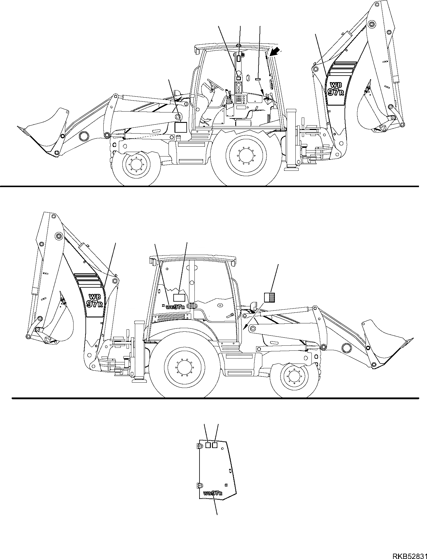 Схема запчастей Komatsu WB97R-5E0 - МАРКИРОВКА (/) МАРКИРОВКА